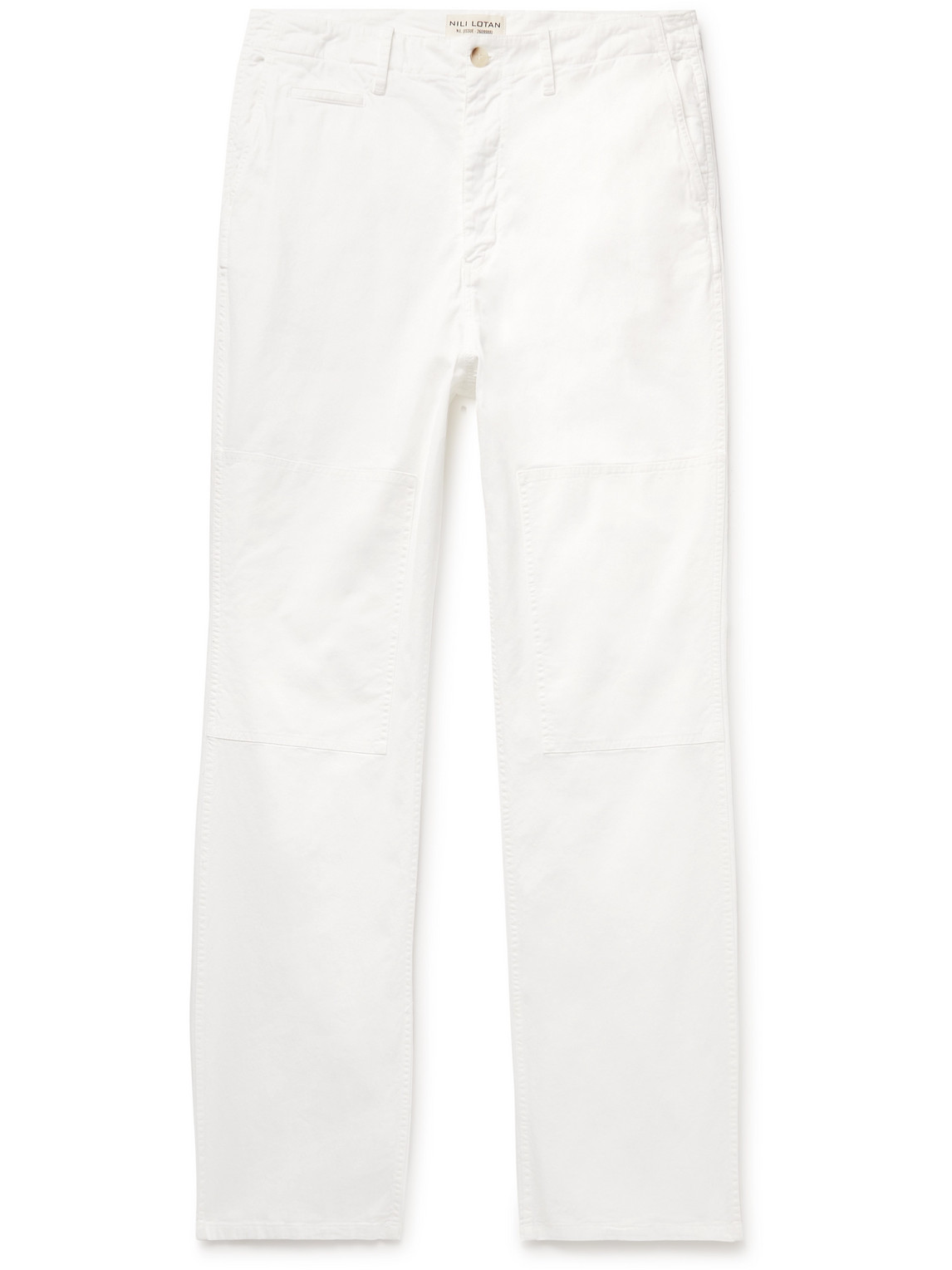 Nili Lotan Dean Straight-leg Panelled Cotton-blend Twill Trousers In White
