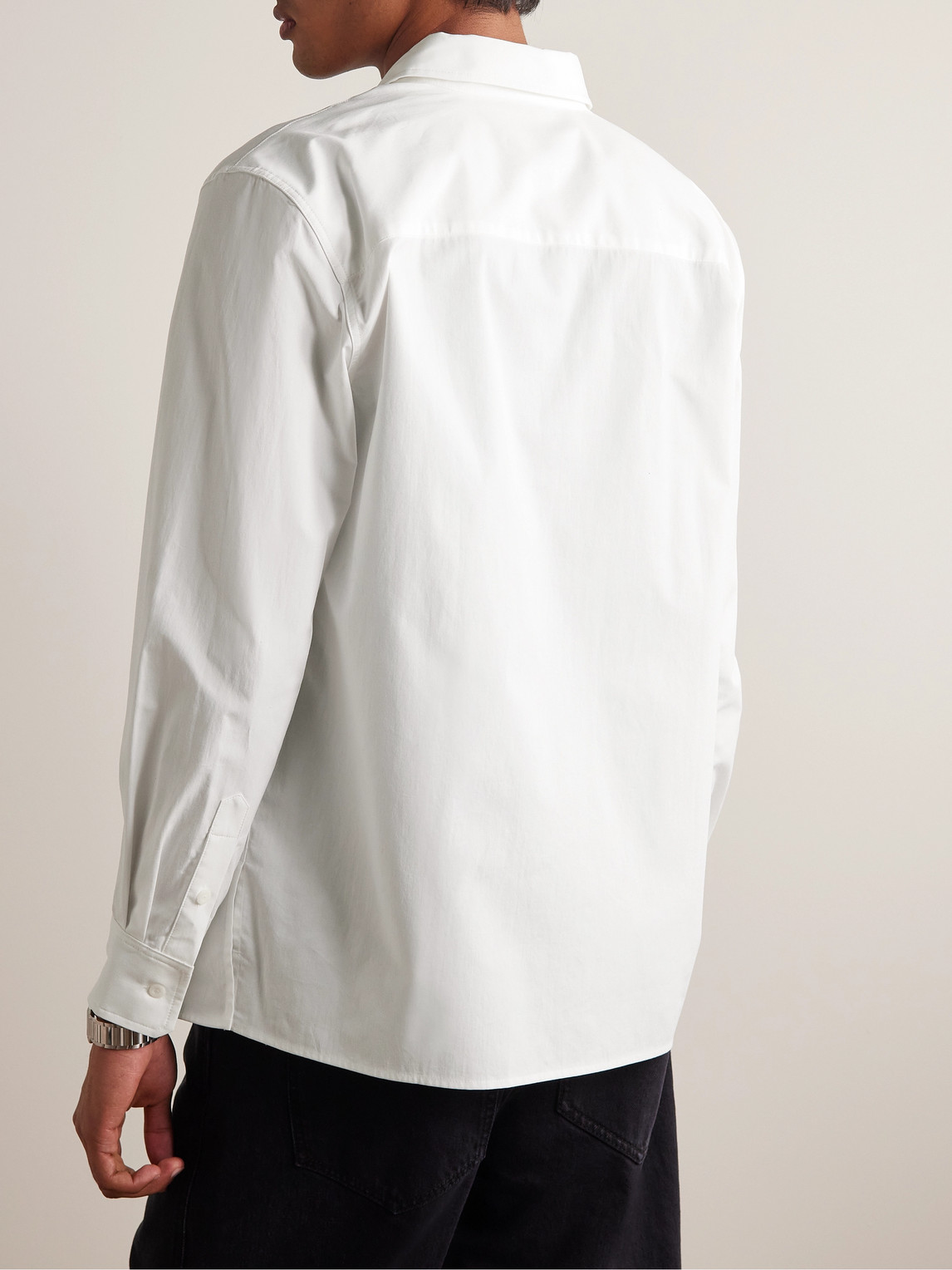 Shop Nili Lotan Finn Cotton-poplin Shirt In White