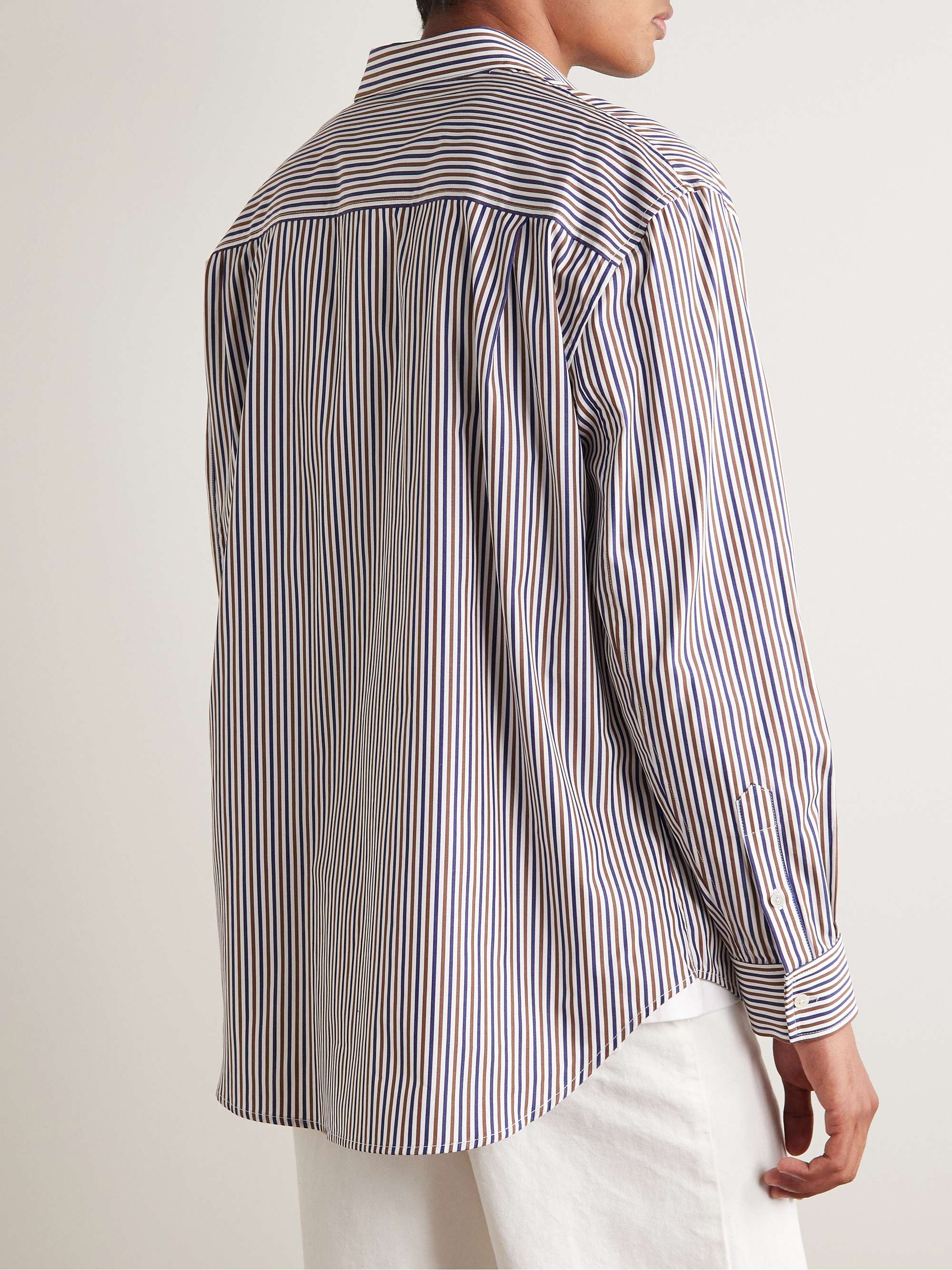 NILI LOTAN Cristobal Striped Cotton-Poplin Shirt