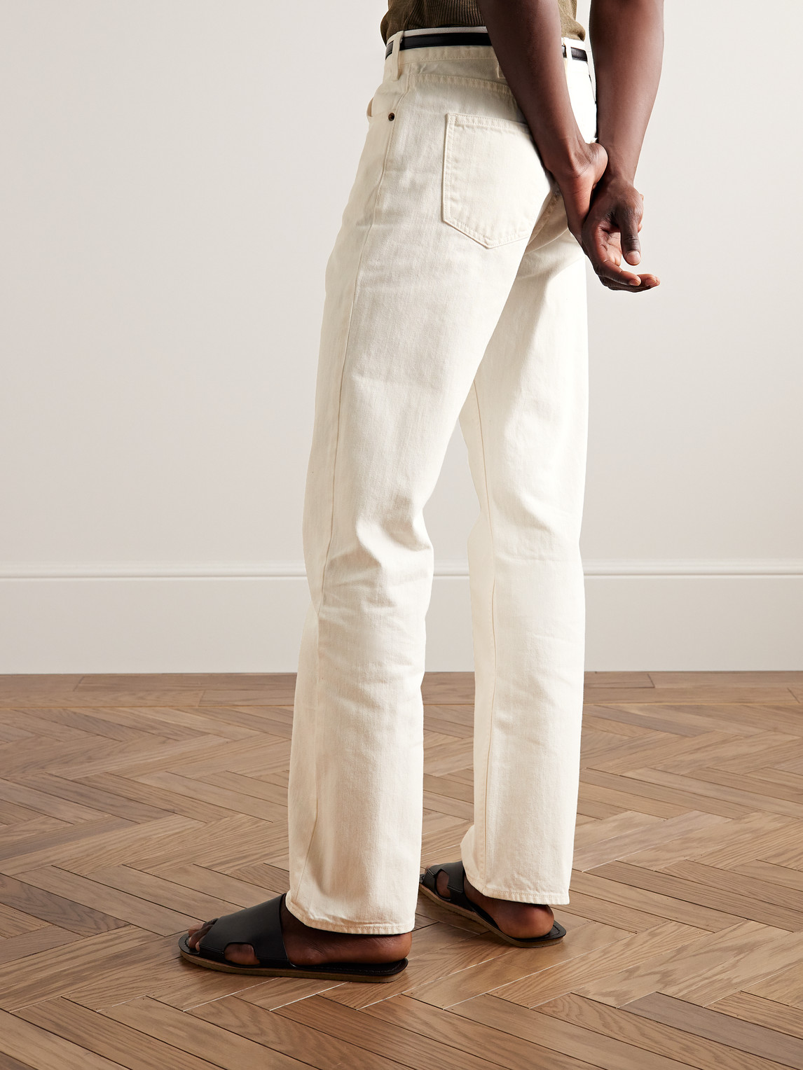 Shop Nili Lotan Billie Slim-fit Straight-leg Jeans In Neutrals