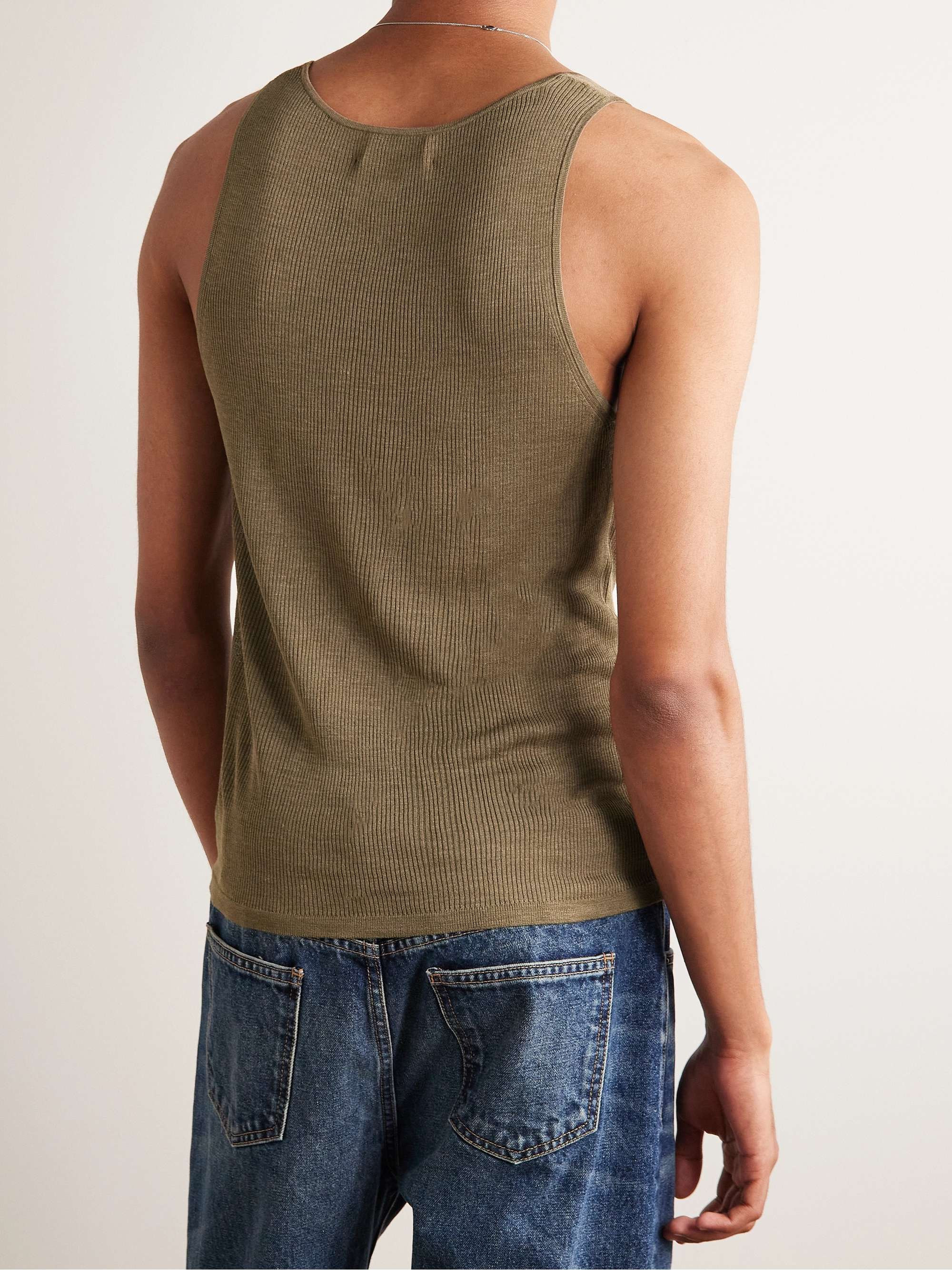 NILI LOTAN Gus Ribbed Silk Tank Top