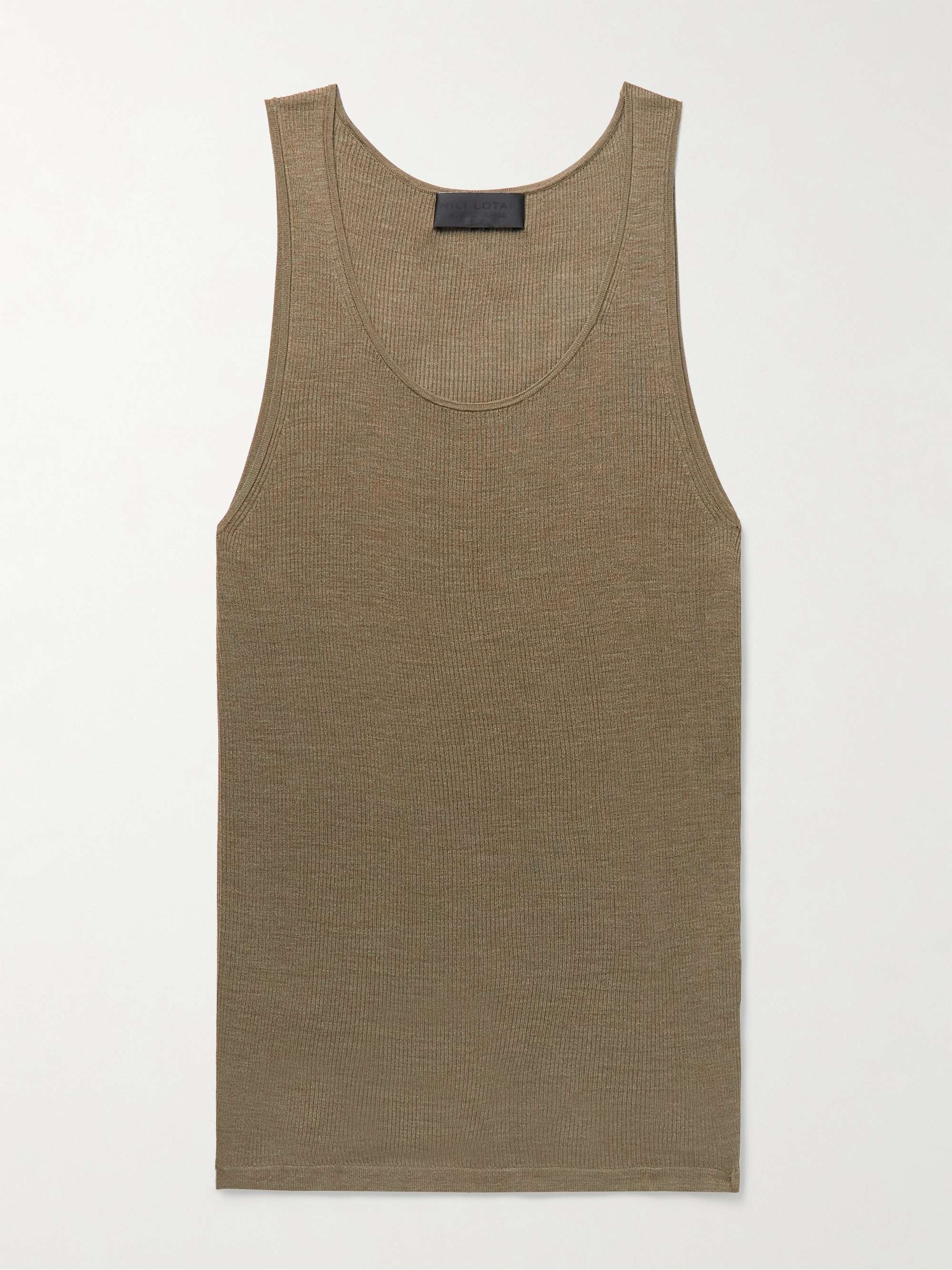 NILI LOTAN Gus Ribbed Silk Tank Top