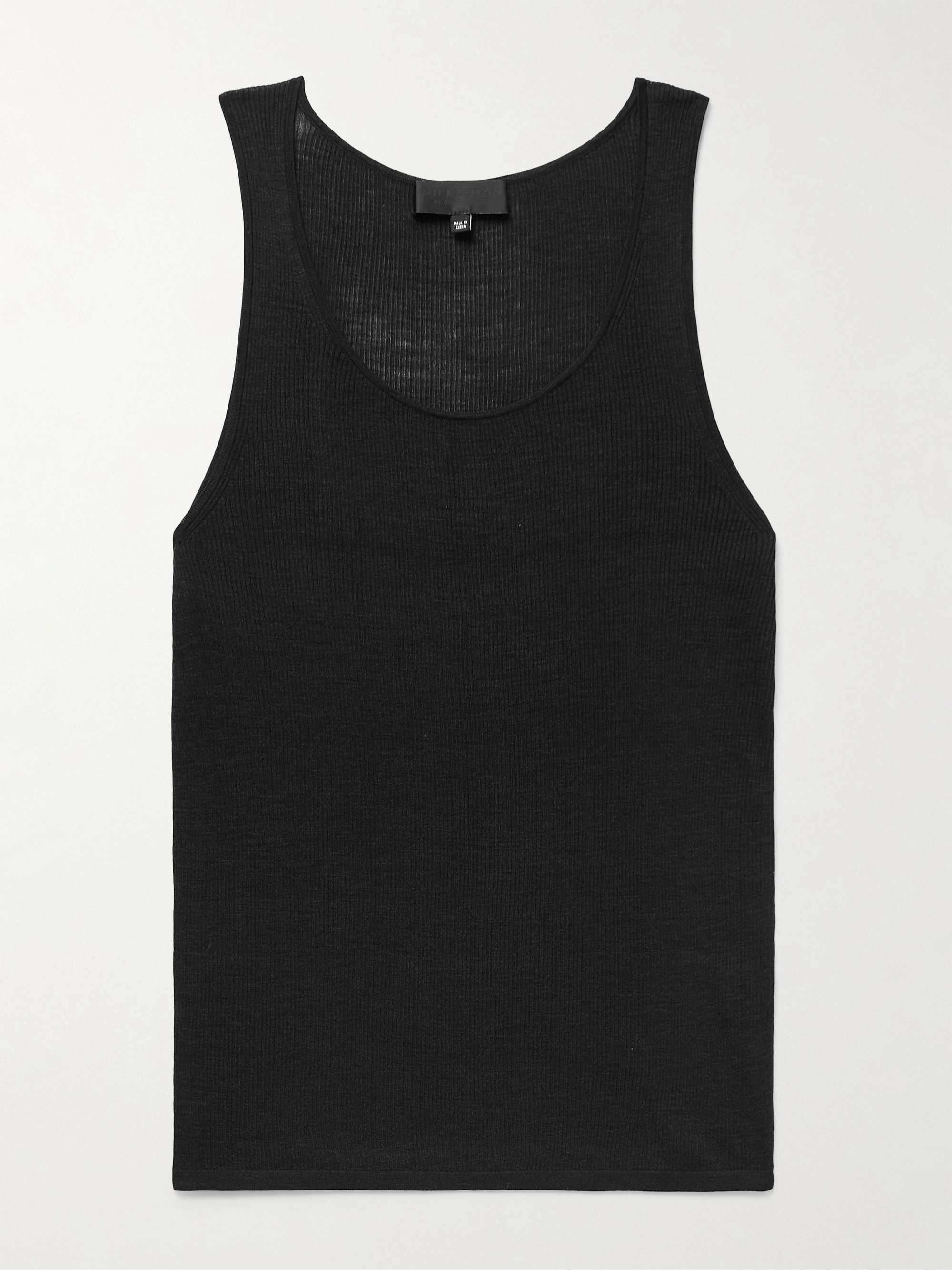 NILI LOTAN Gus Ribbed Silk Tank Top