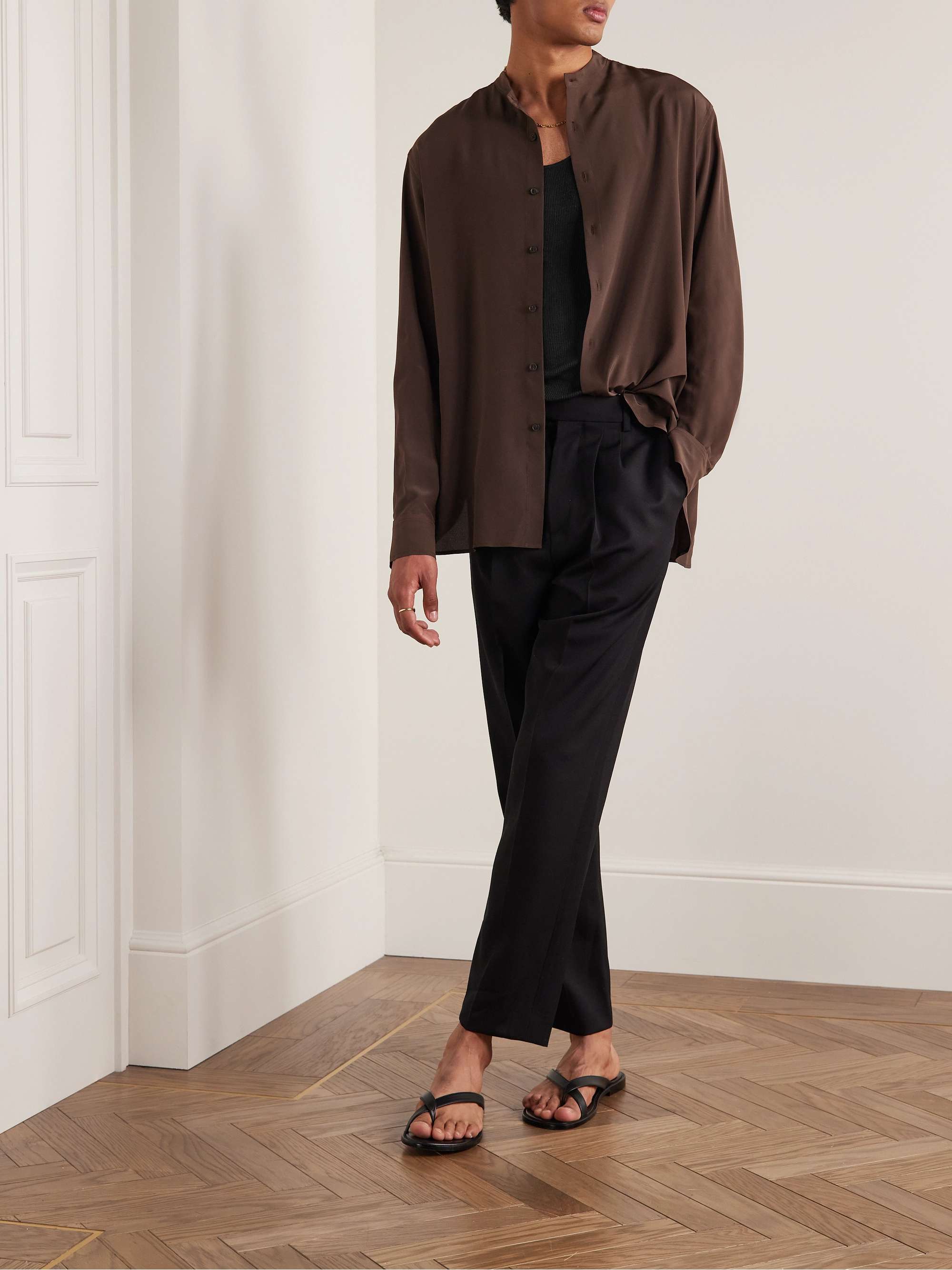 NILI LOTAN Gus Ribbed Silk Tank Top