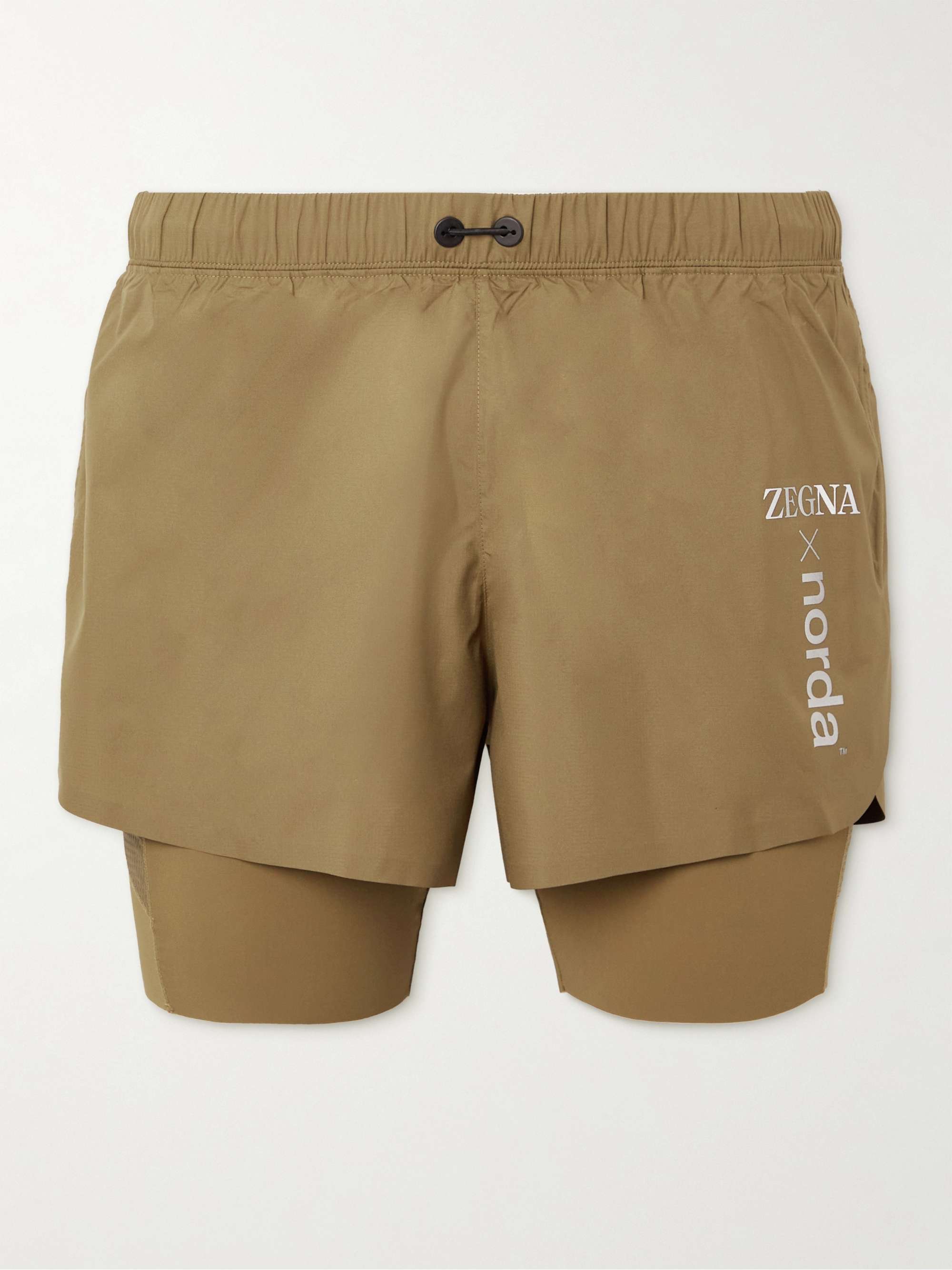 ZEGNA + norda Straight-Leg Logo-Print Ripstop Shorts