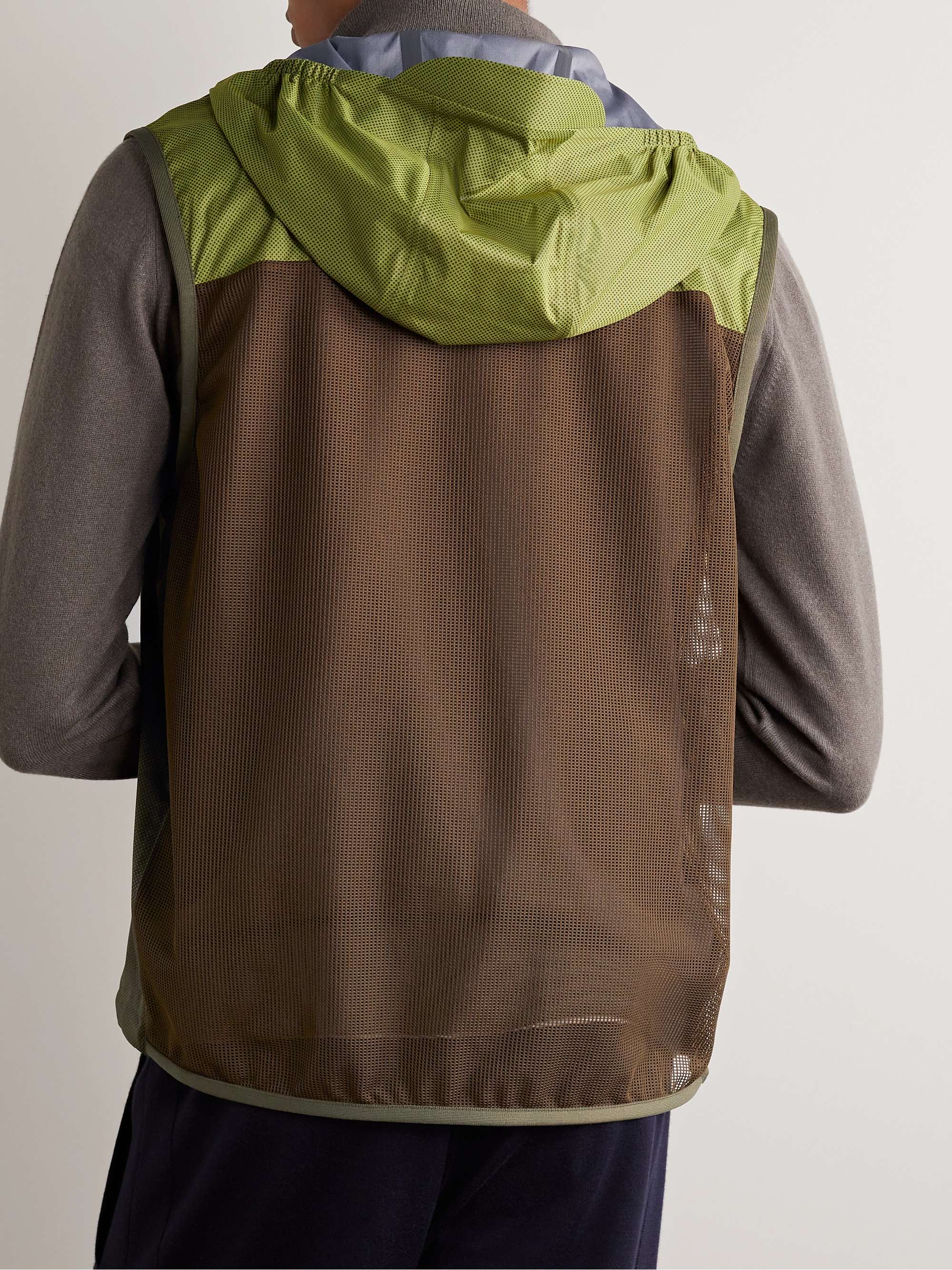 ZEGNA Mesh-Panelled Printed Shell Hooded Gilet