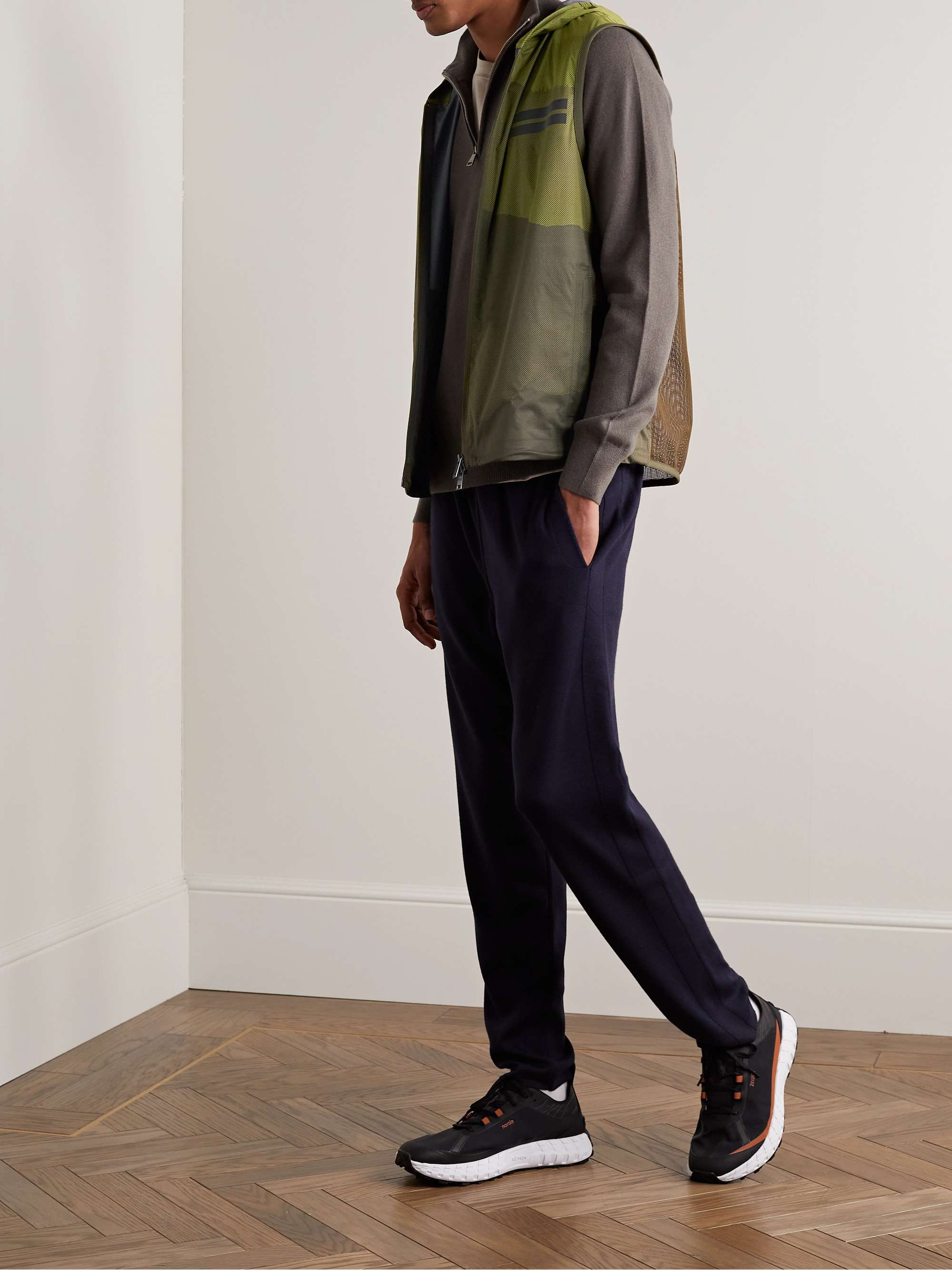 ZEGNA Mesh-Panelled Printed Shell Hooded Gilet