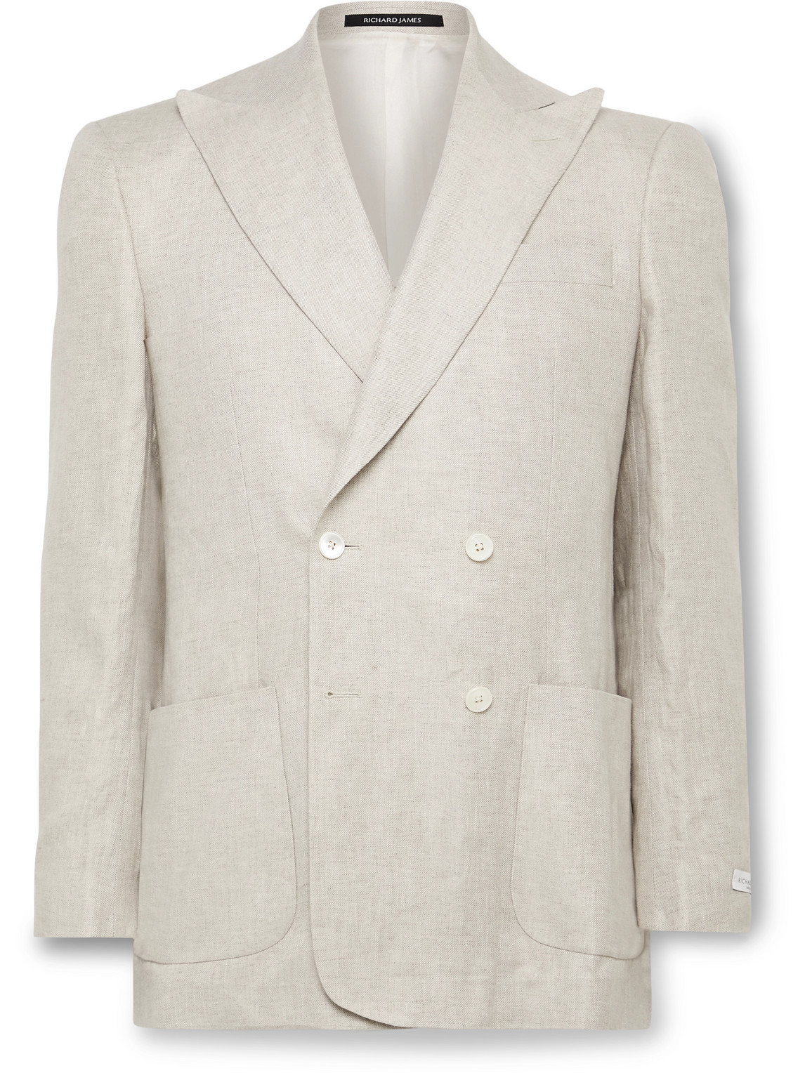 Double-Breasted Linen-Twill Suit Jacket