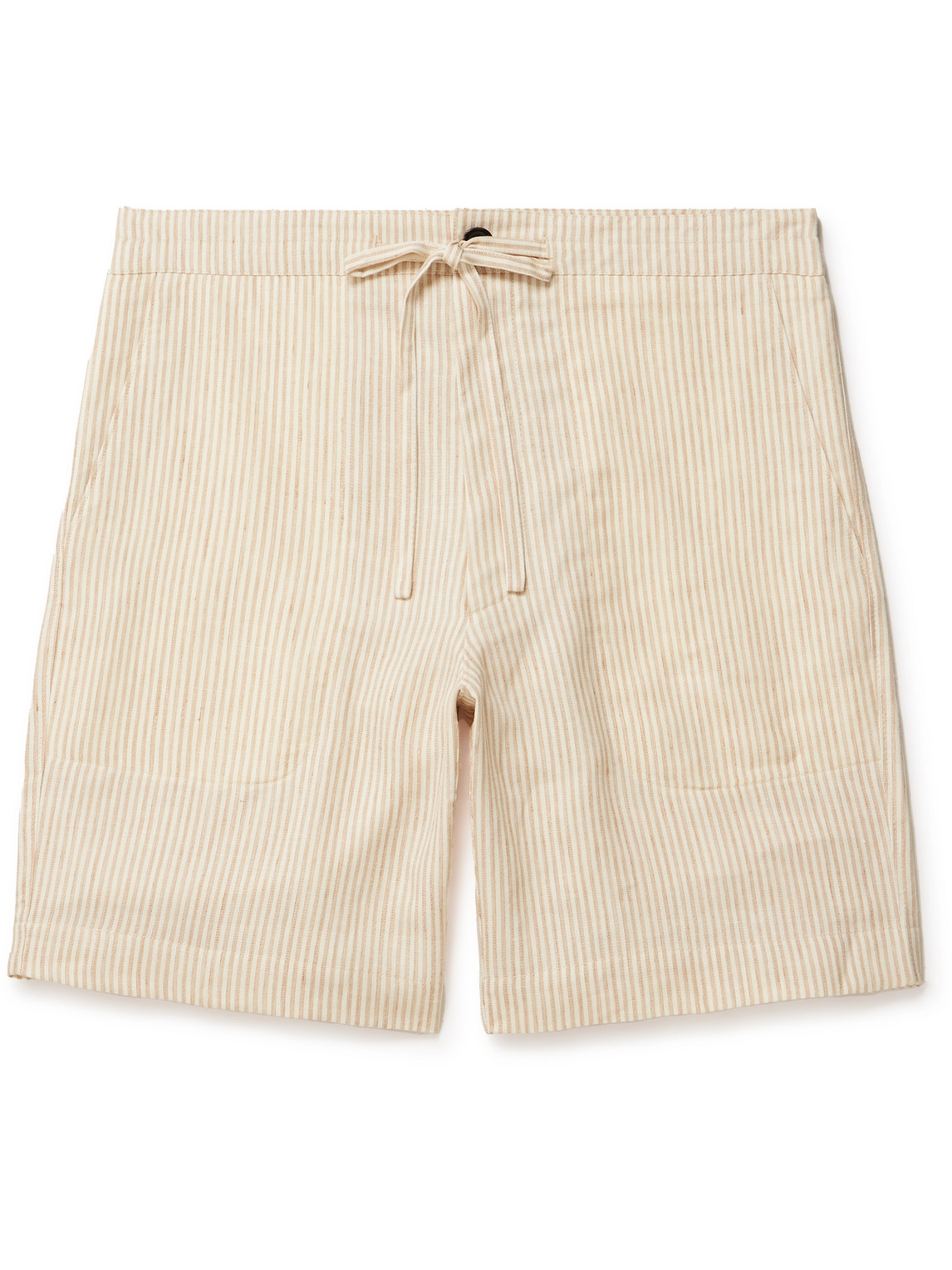Straight-Leg Striped Linen and Wool-Blend Drawstring Shorts