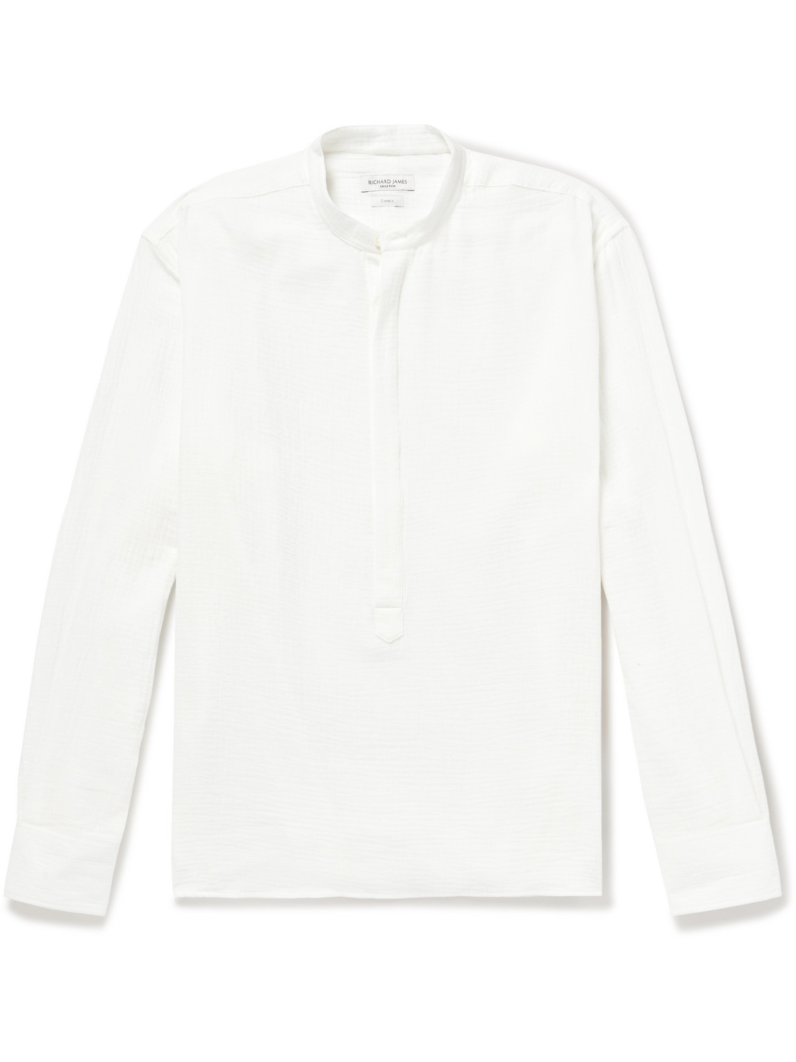 Grandad-Collar Cotton-Gauze Shirt