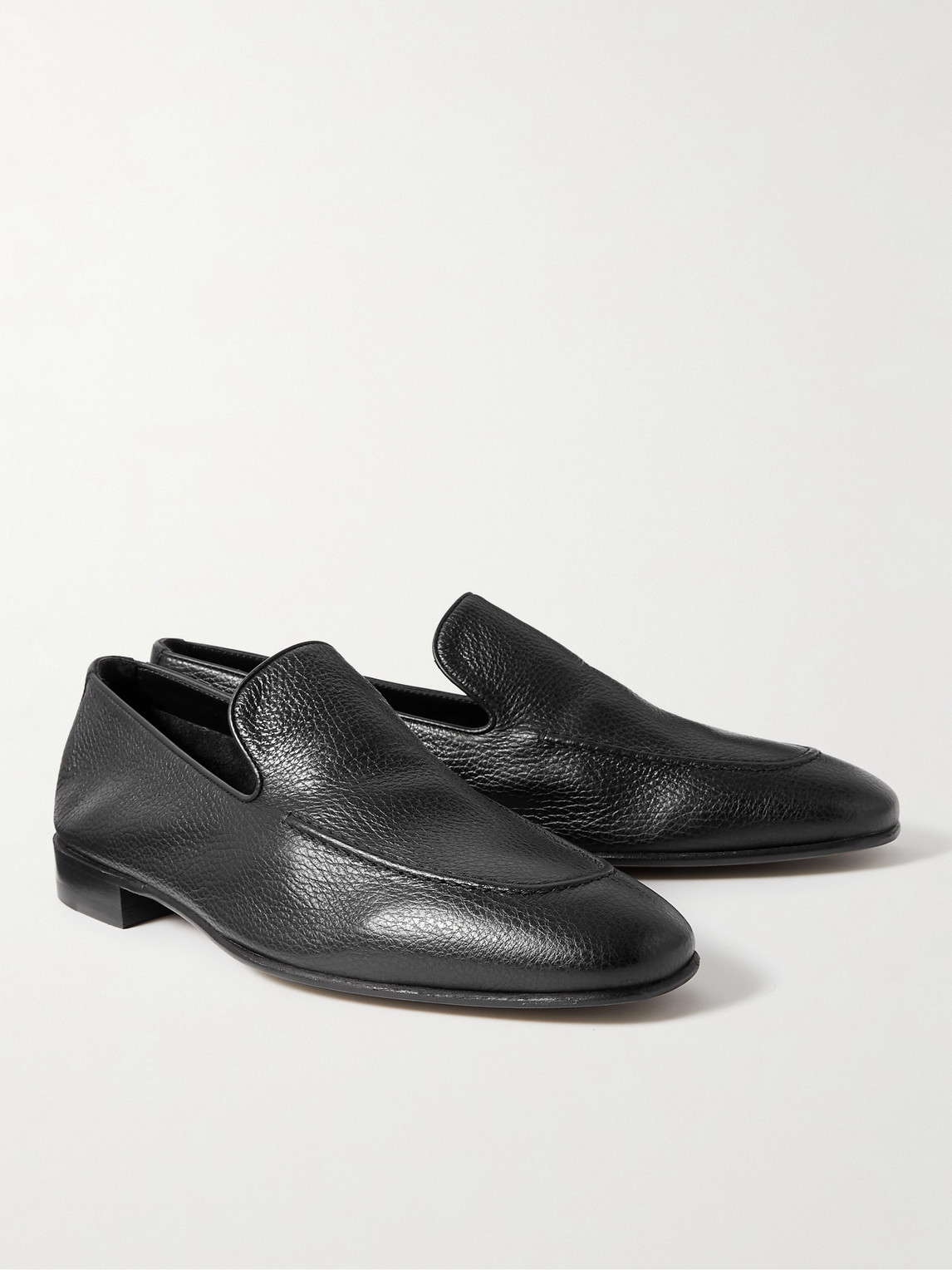Shop Manolo Blahnik Truro Full-grain Leather Loafers In Black
