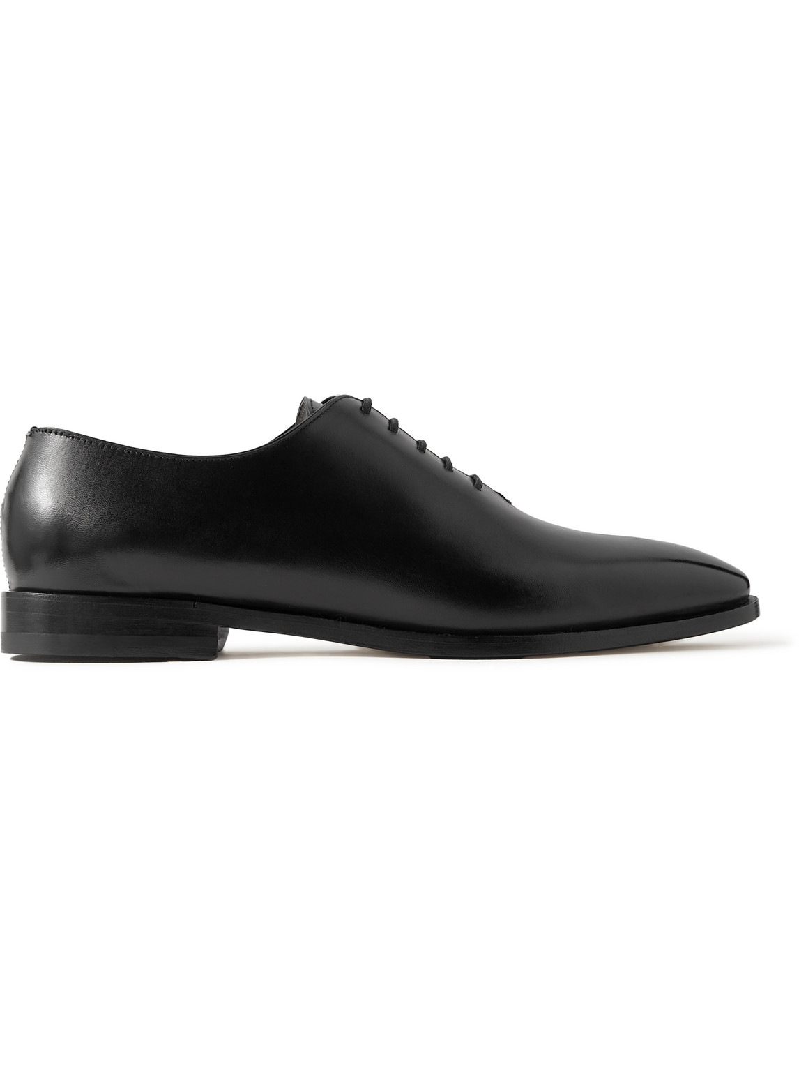Shop Manolo Blahnik Snowdon Whole-cut Glossed-leather Oxford Shoes In Black