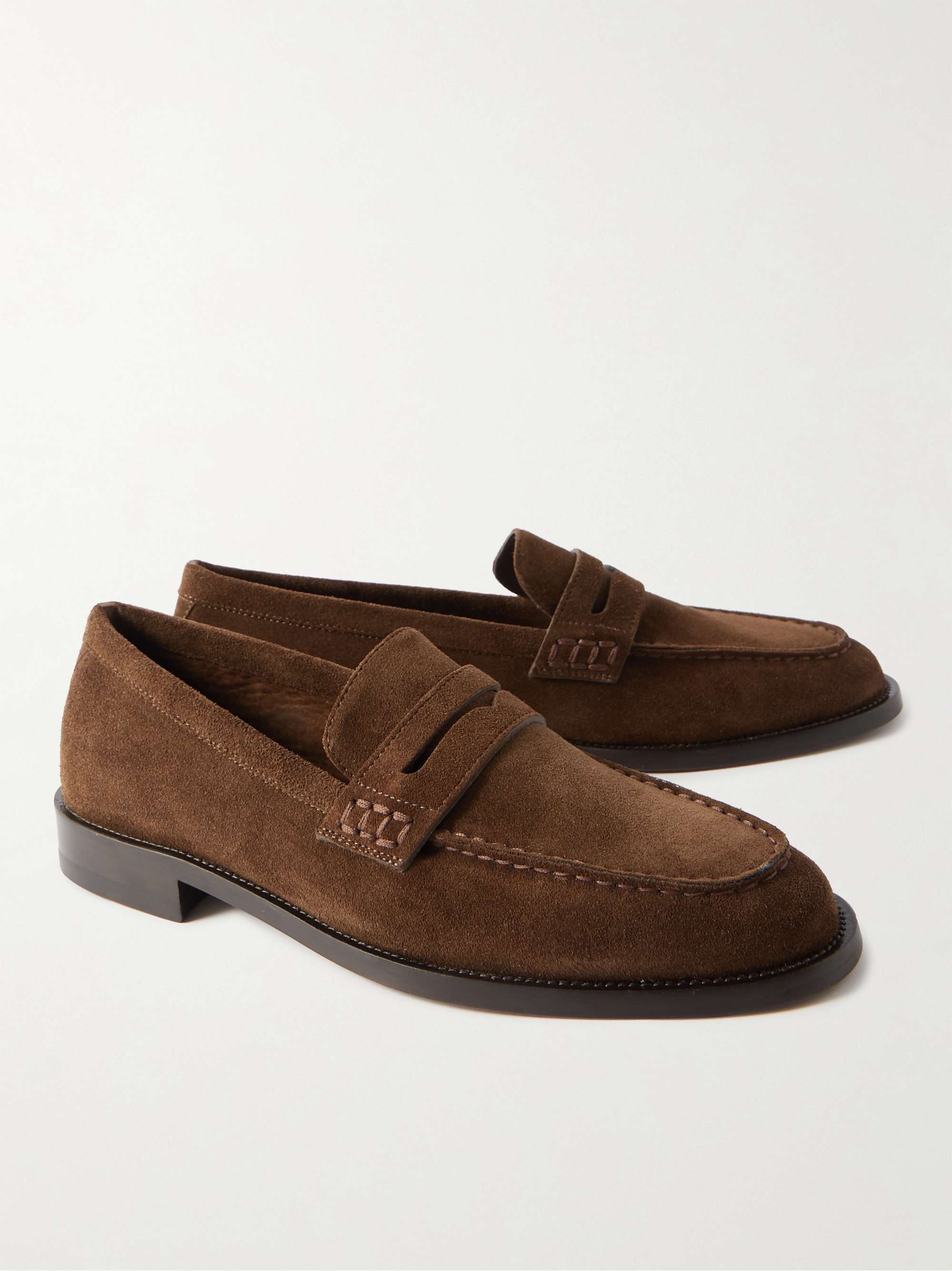 MANOLO BLAHNIK Perry Suede Penny Loafers for Men | MR PORTER