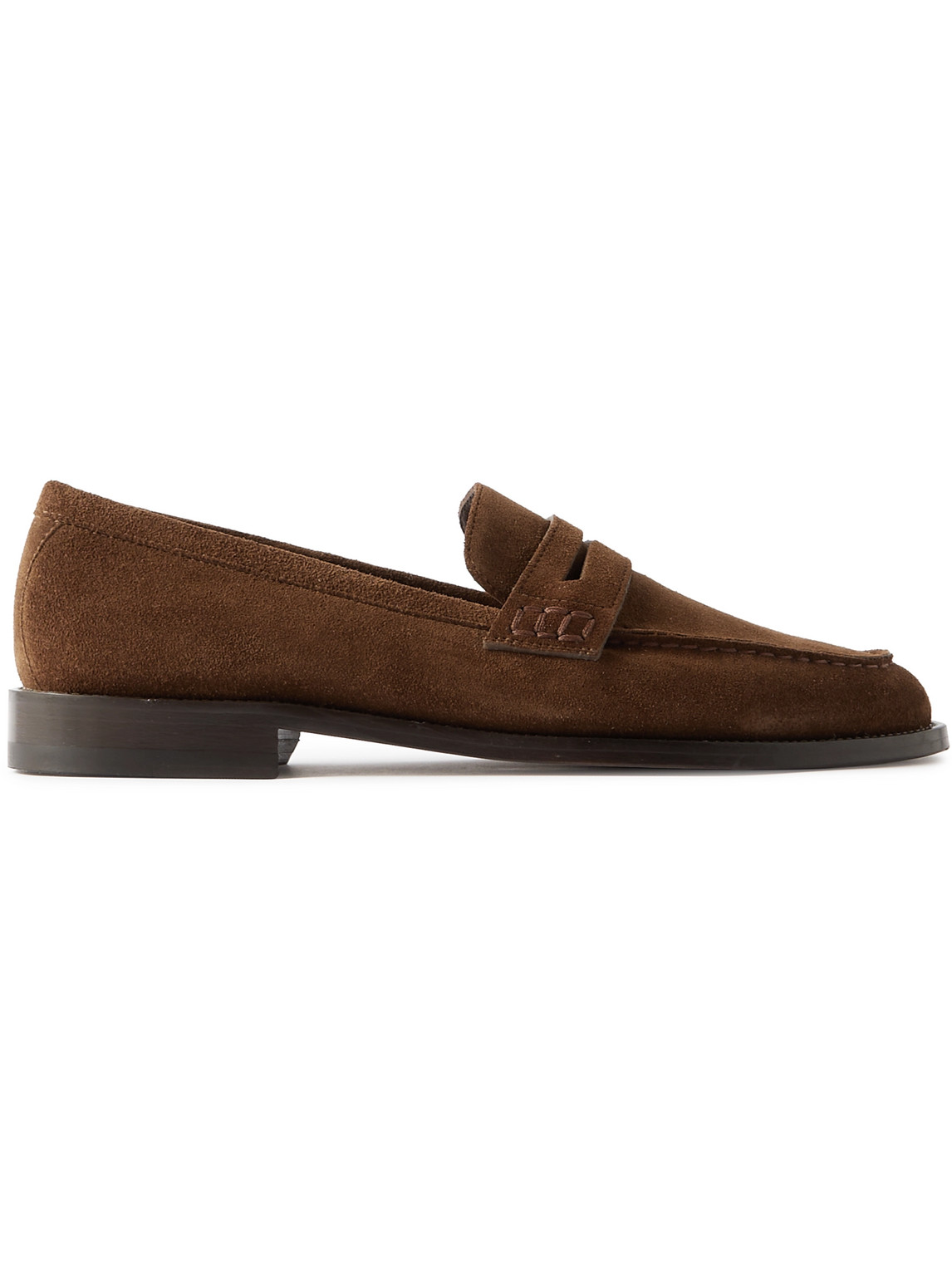 Manolo Blahnik Perry Suede Penny Loafers In Brown