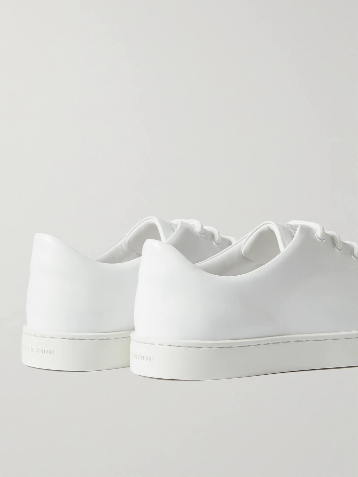 Shop Manolo Blahnik Semando Leather Sneakers In White