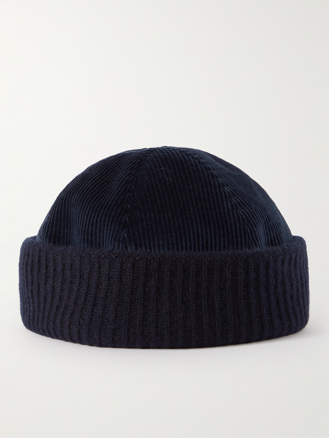 Shop Loro Piana Logo-appliquéd Ribbed Stretch-cotton And Cashmere-blend Beanie In Blue