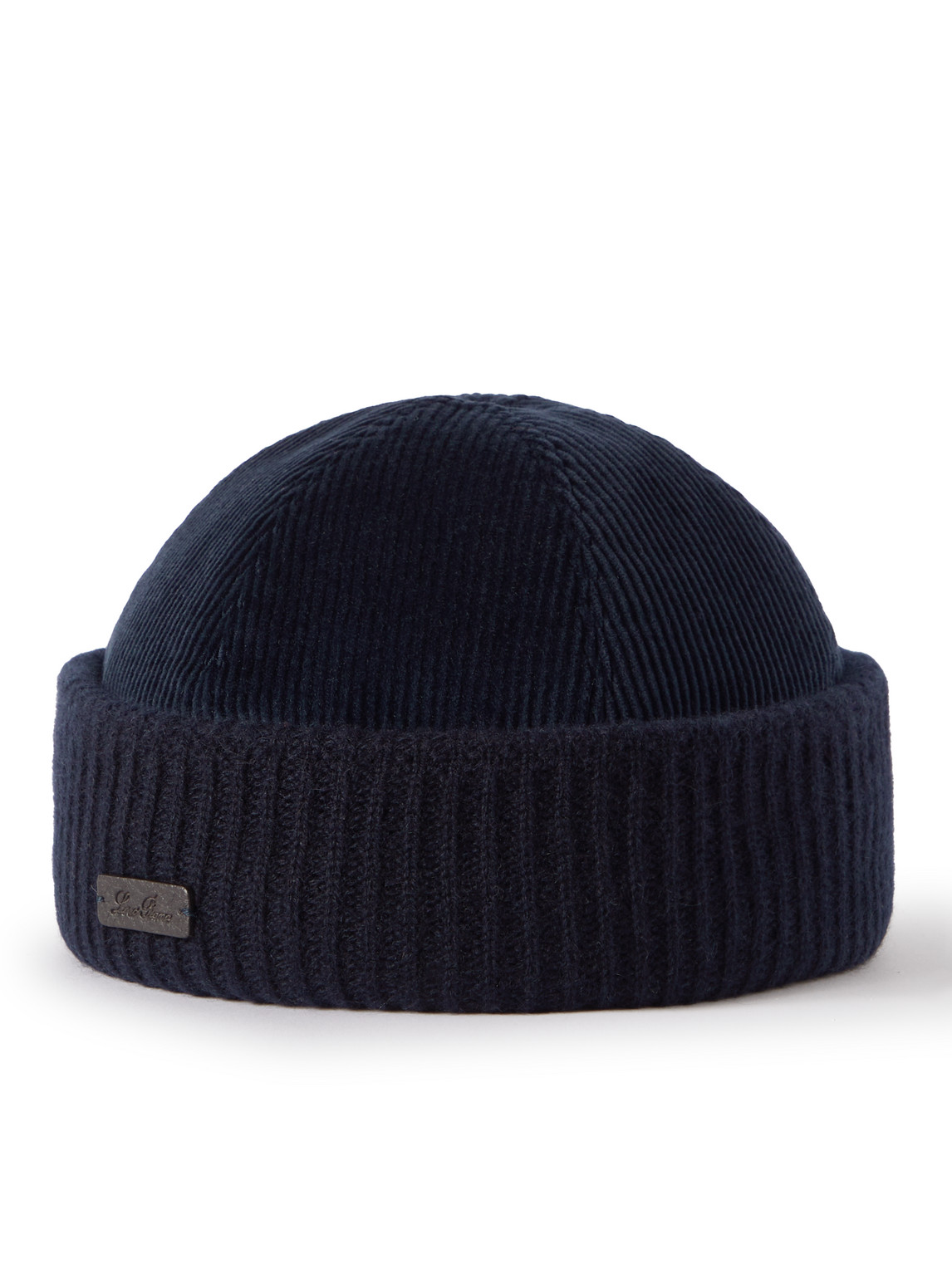 Logo-Appliquéd Ribbed Stretch-Cotton and Cashmere-Blend Beanie