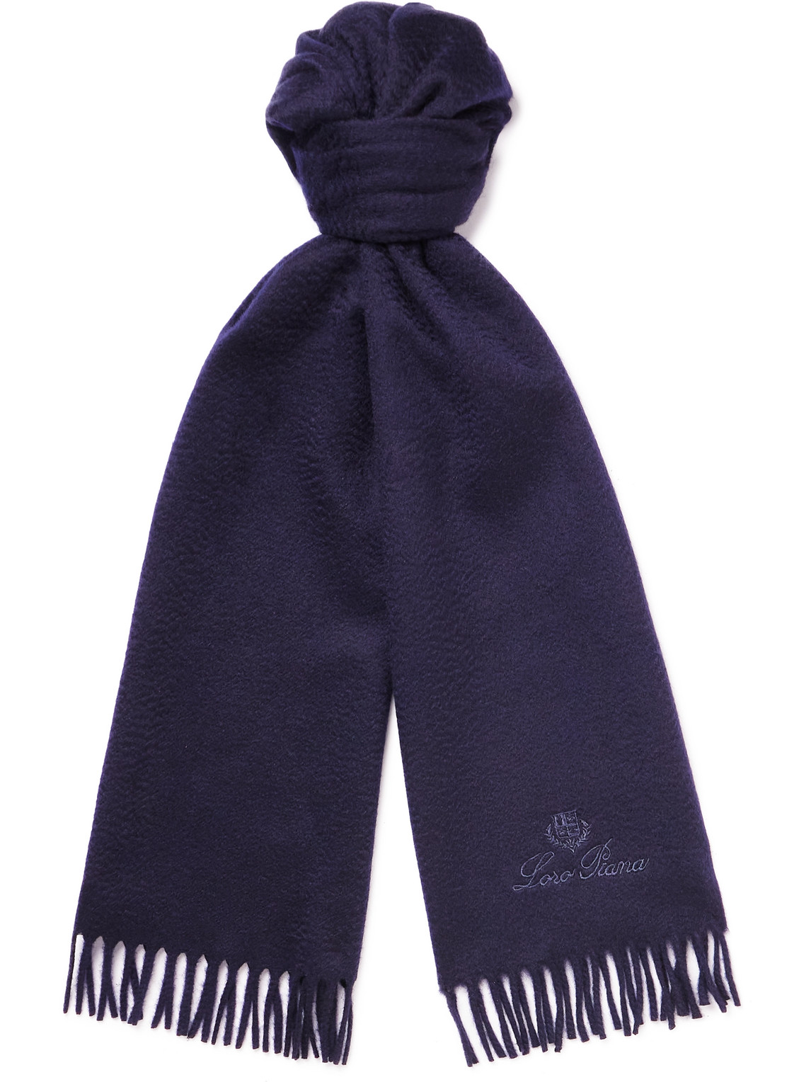 Loro Piana Fringed Cashmere Scarf In Blue