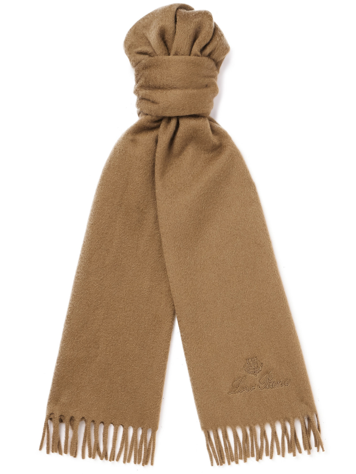 Loro Piana Fringed Cashmere Scarf In Brown