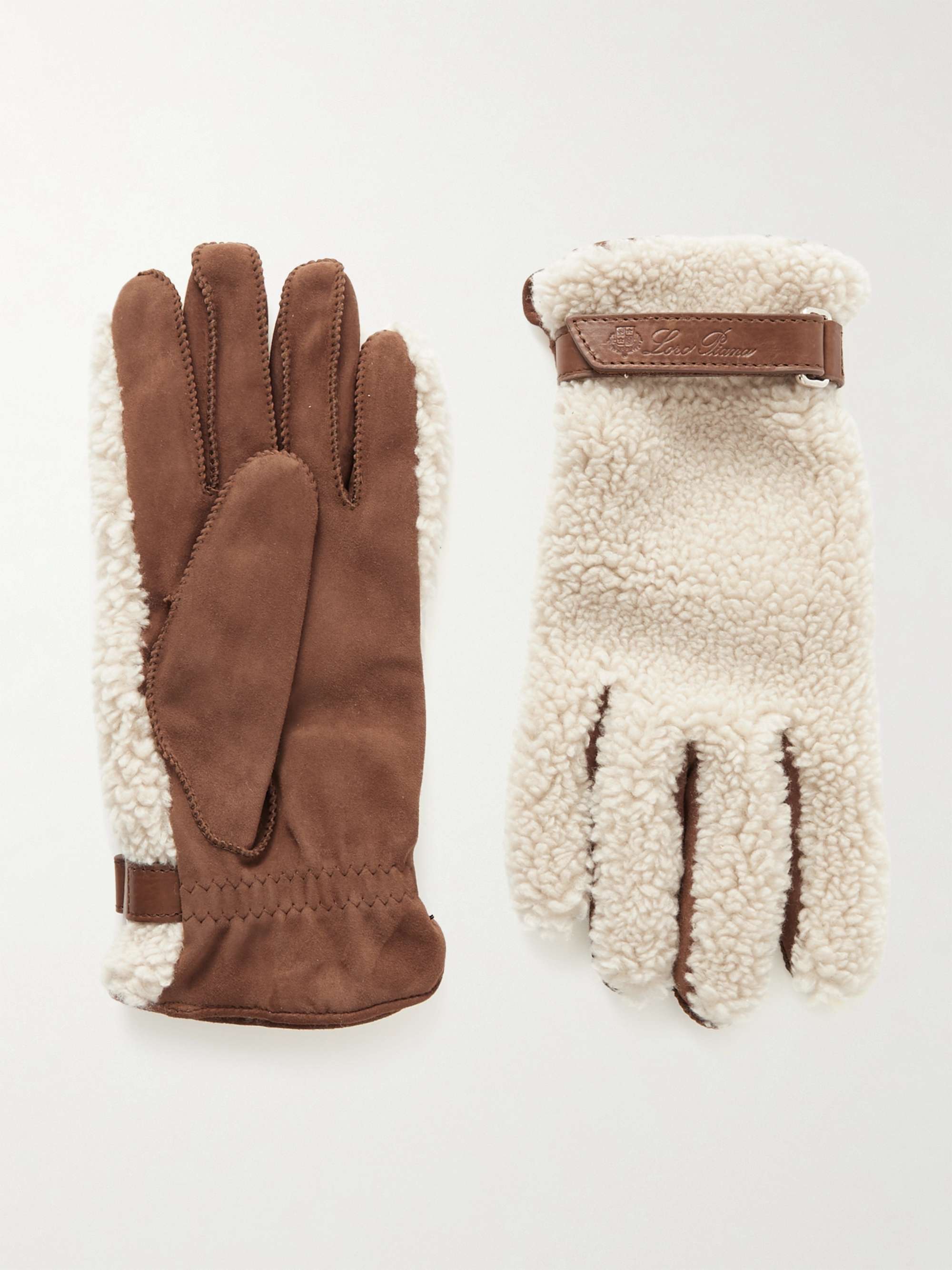 Shearling trim gloves discount