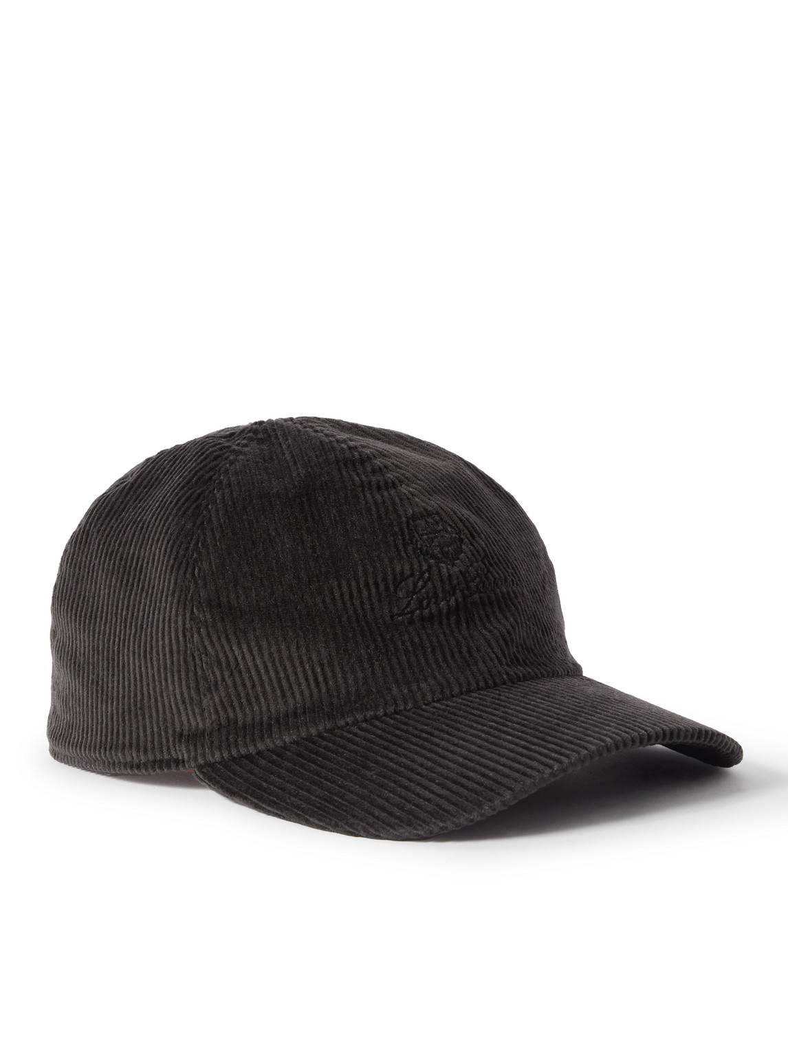 Shop Loro Piana Logo-embroidered Storm System® Cotton-blend Corduroy Baseball Cap In Black
