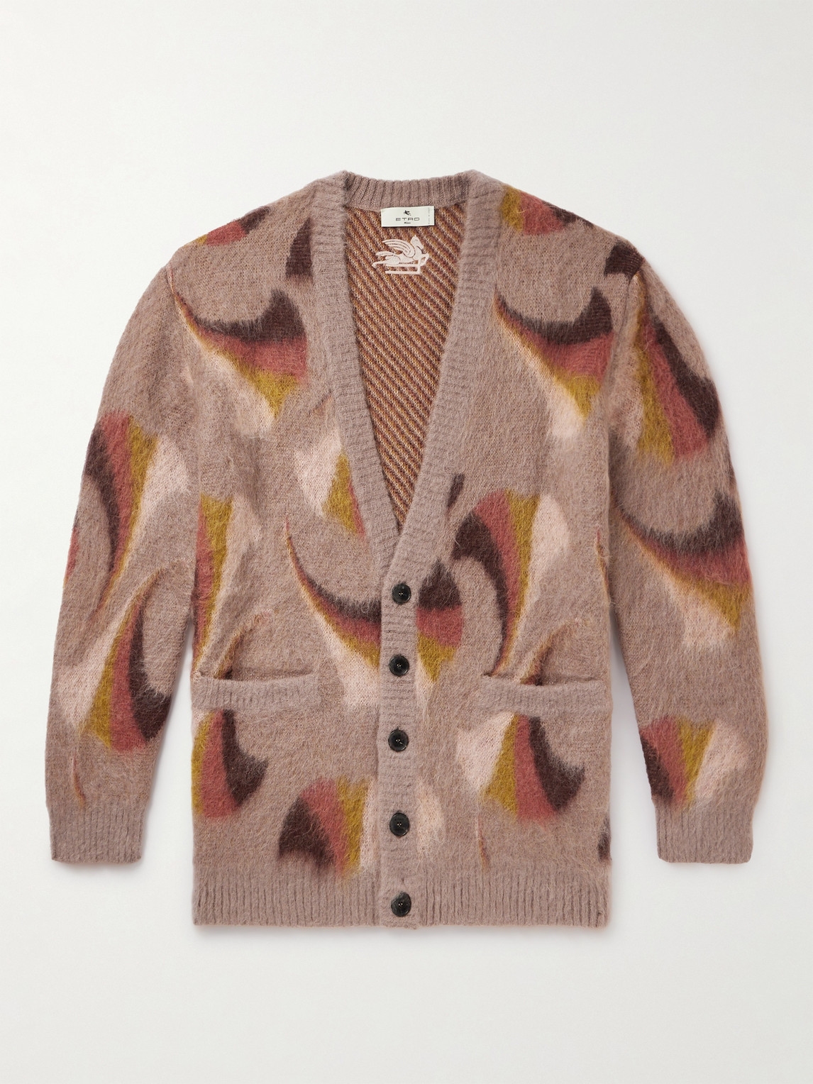 Etro V-neck Cardigan With Front Pockets In Pink