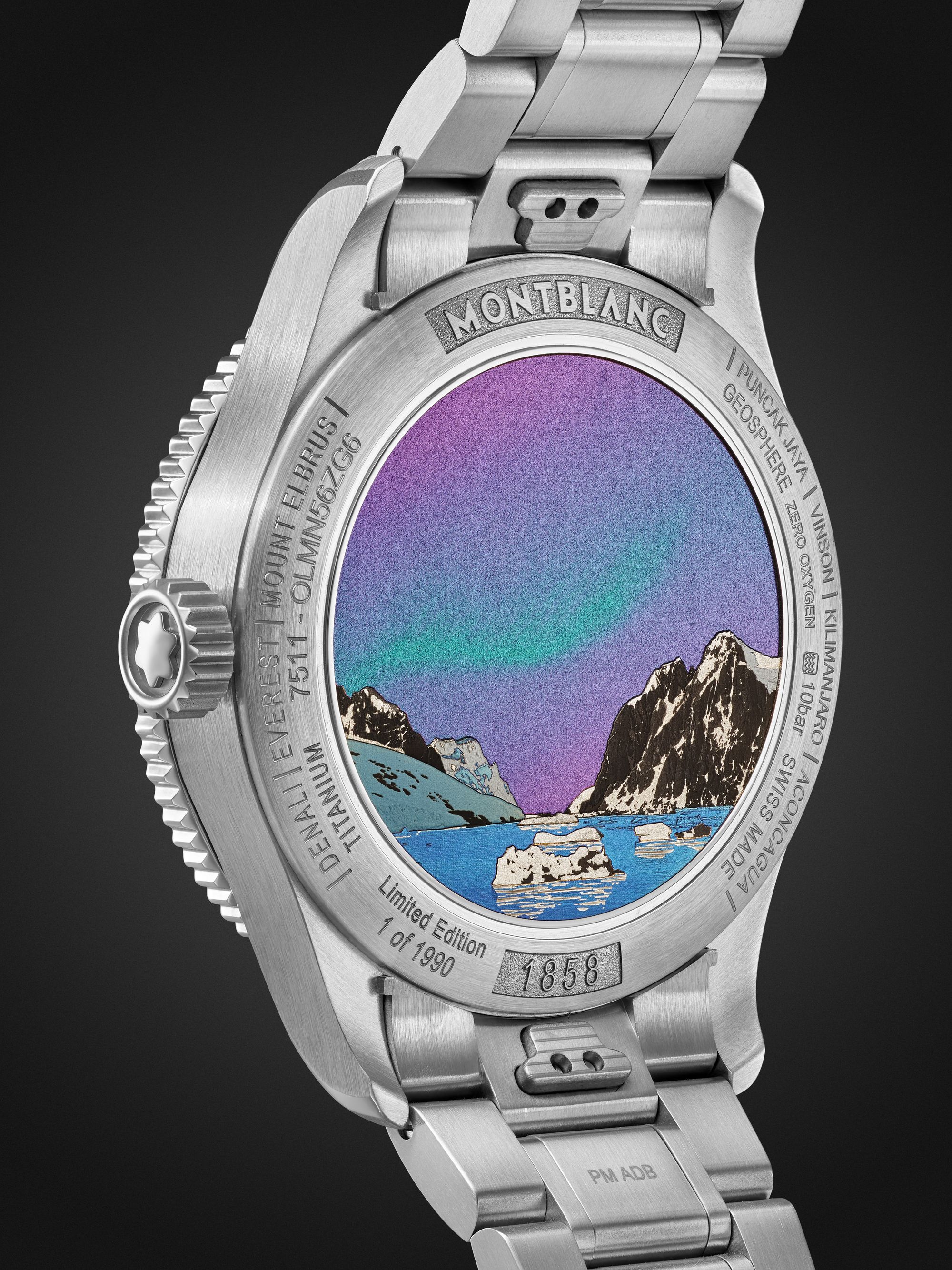 MONTBLANC 1858 Geosphere 0 Oxygen South Pole Exploration Limited Edition Automatic 42mm Interchangeable Titanium, Ceramic and Canvas Watch, Ref. No. 7612582367544