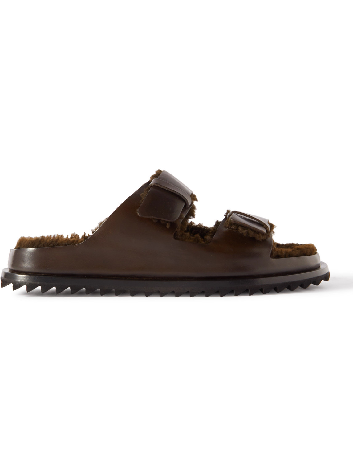 Officine Creative - Introspectus Faux Shearling-Lined Leather Sandals - Men - Brown - EU 40