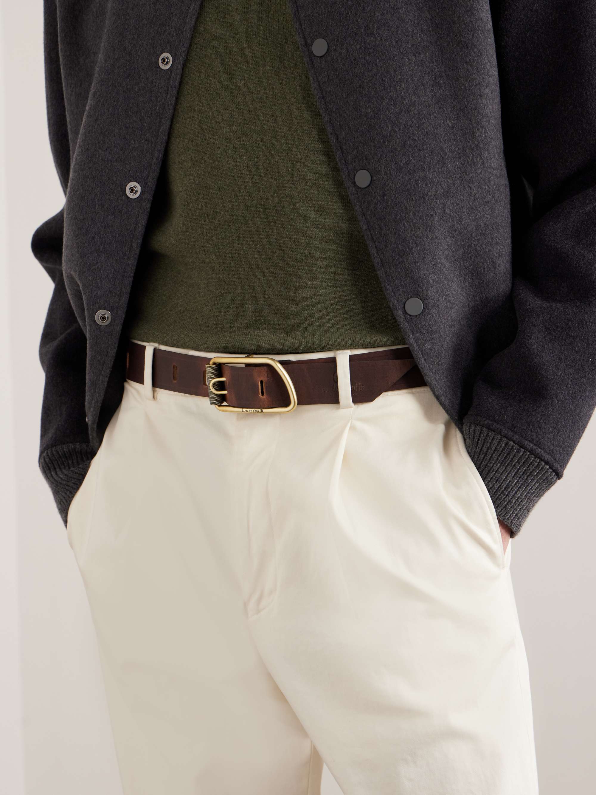 BLEU DE CHAUFFE Maillon 3.5cm Leather Belt