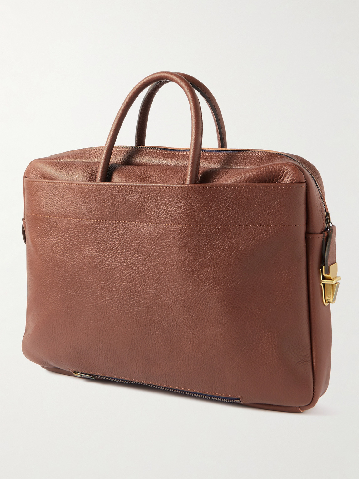 Shop Bleu De Chauffe Full-grain Leather Briefcase In Brown