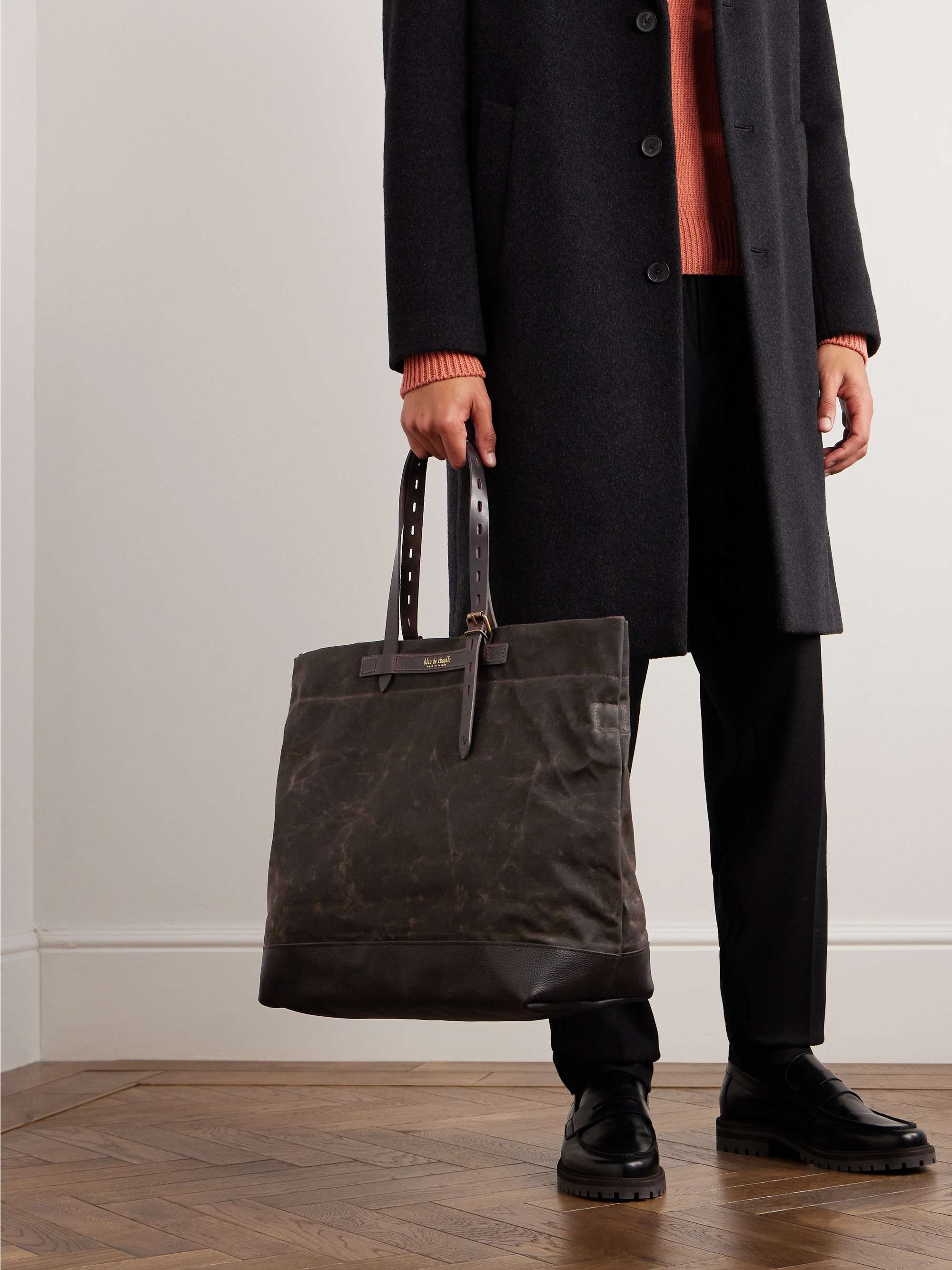 BLEU DE CHAUFFE Zinnia LeatherTrimmed Waxed CottonCanvas Tote Bag for