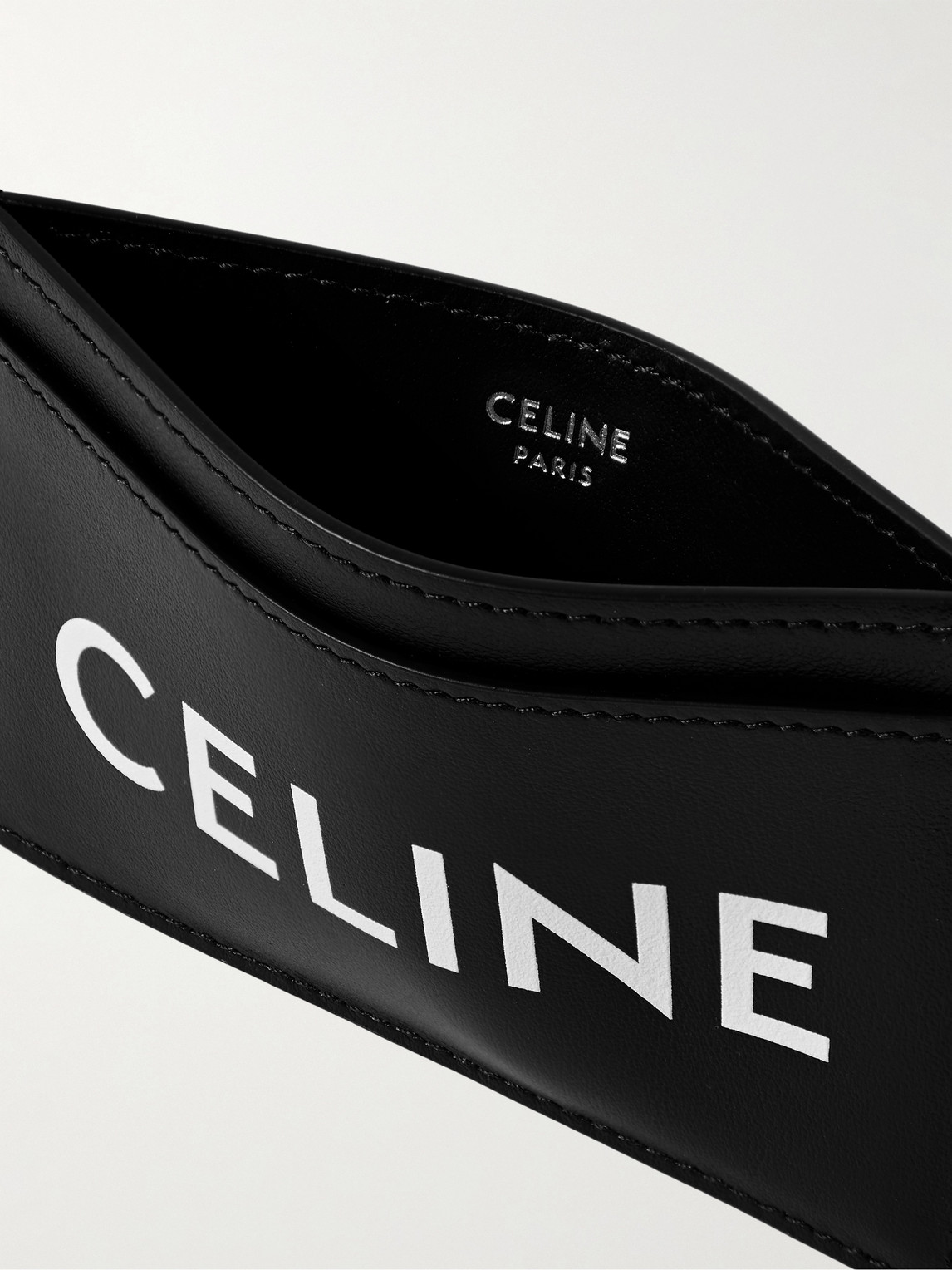 Celine Logo-print Leather Cardholder In Black