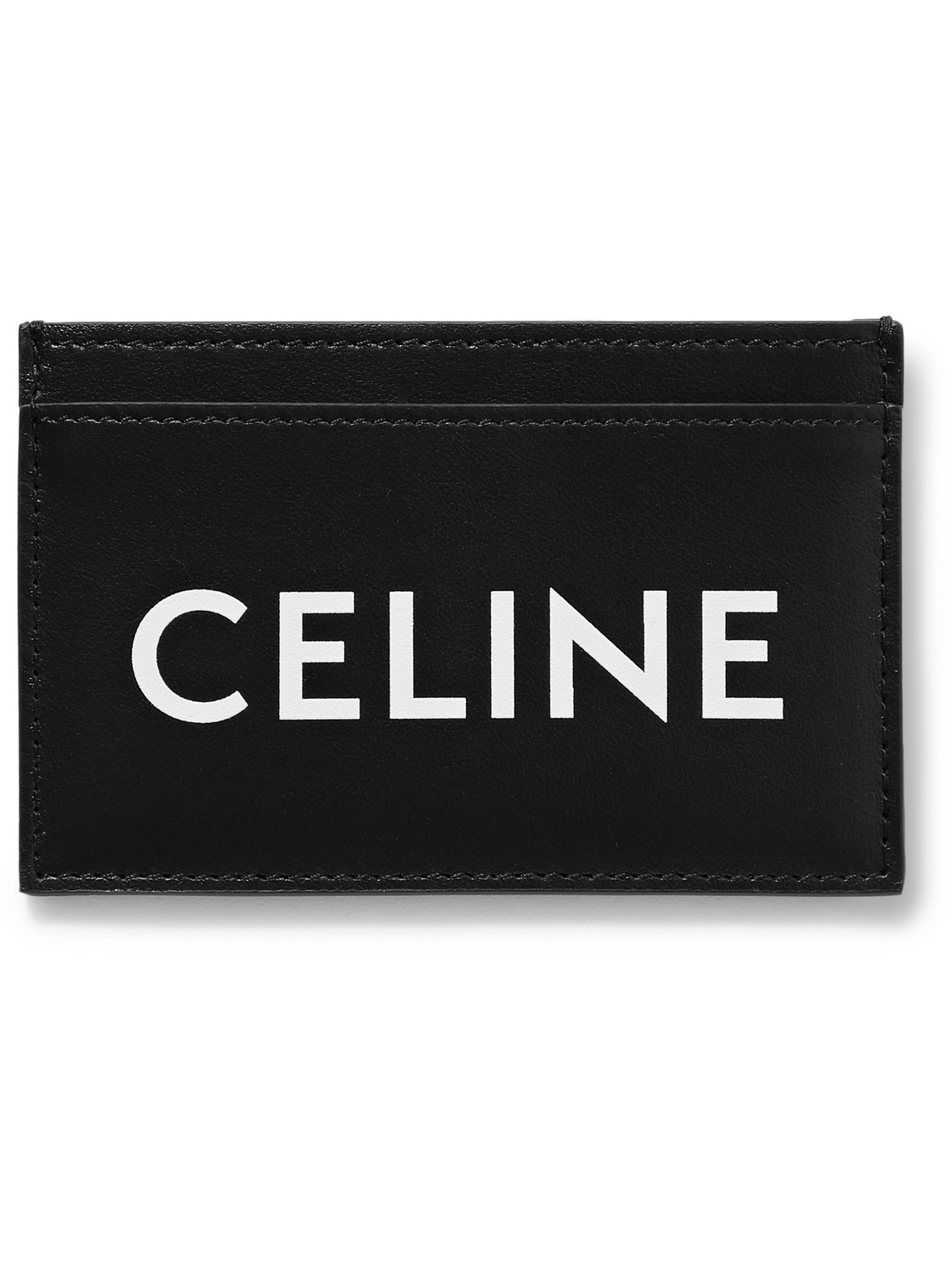 Celine Logo-print Leather Cardholder In Black