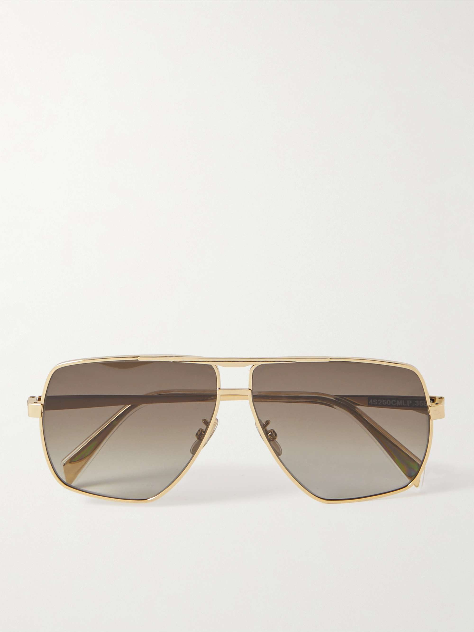 Aviator Sunglasses With Leather Pouch in Gold - Celine Eyewear