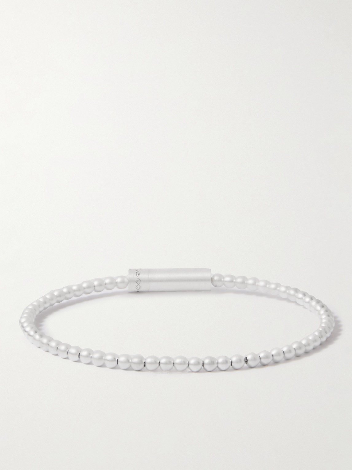 Shop Le Gramme 11g Brushed Sterling Silver Beaded Bracelet In Unknown