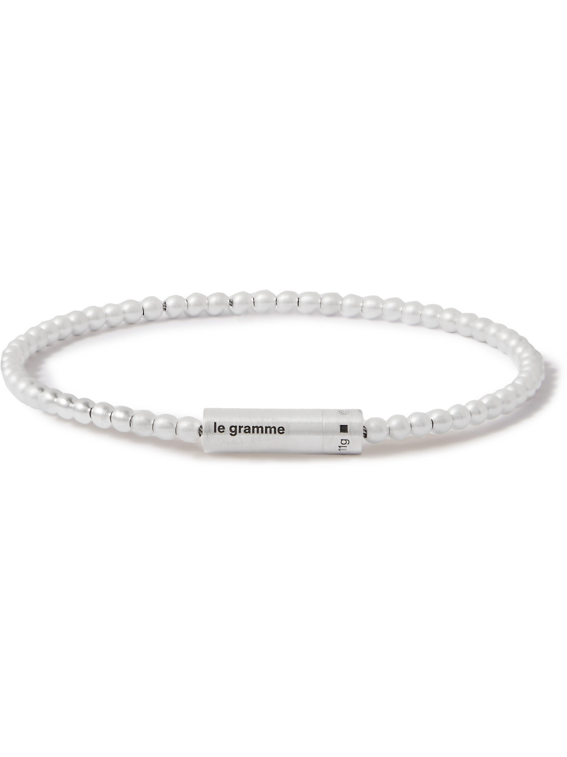 Shop Le Gramme 11g Brushed Sterling Silver Beaded Bracelet In Unknown