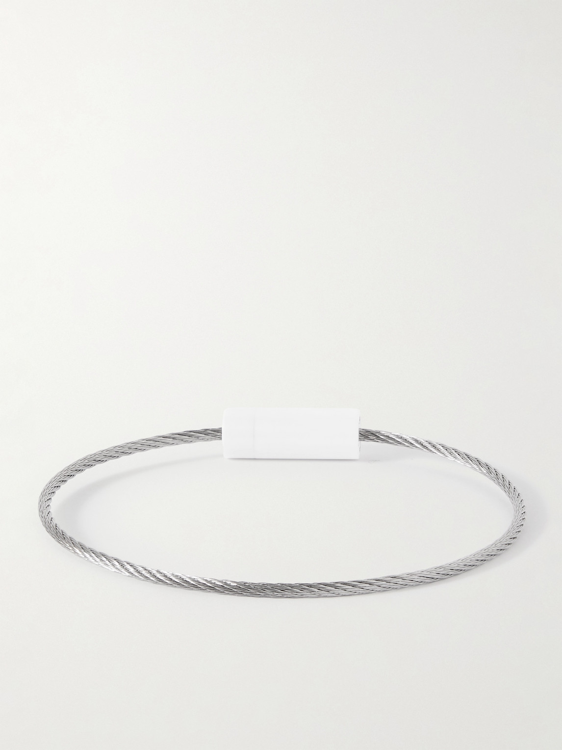Shop Le Gramme 5g Recycled Sterling Silver And Brushed-ceramic Bracelet