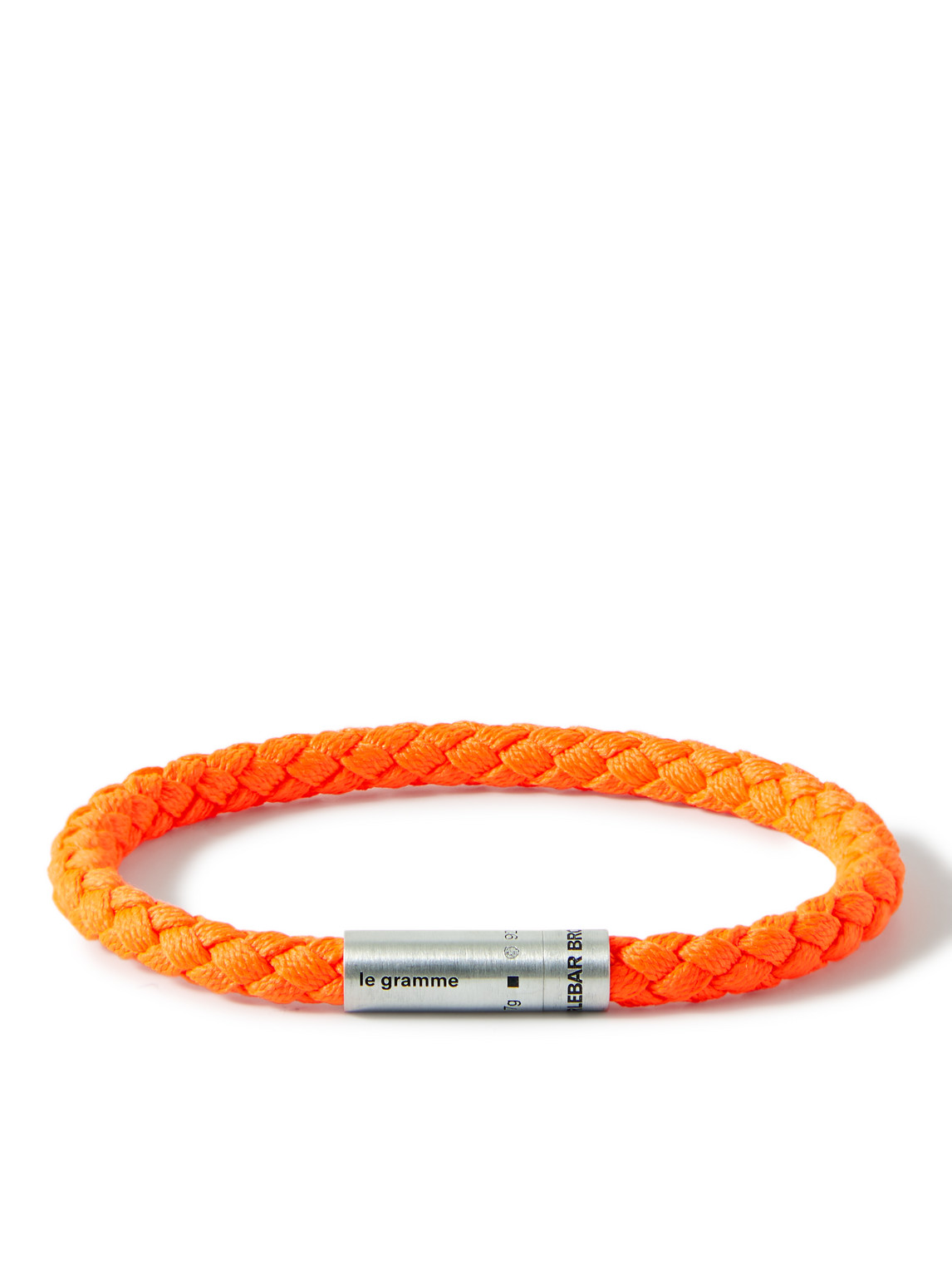 Le Gramme Orlebar Brown 7g Braided Cord And Sterling Silver Bracelet In Orange