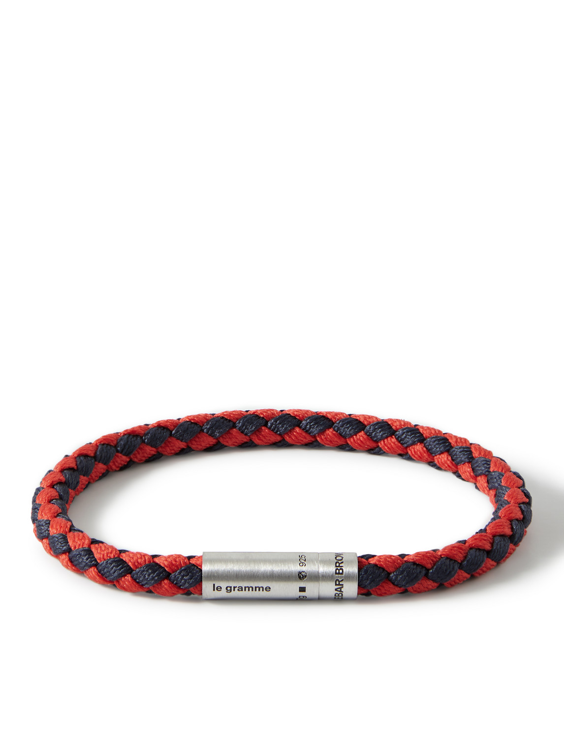 Le Gramme Orlebar Brown 7g Braided Cord And Sterling Silver Bracelet In Red