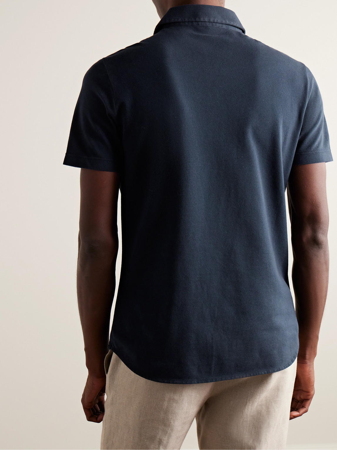 Shop Loro Piana Cotton-piqué Polo Shirt In Blue