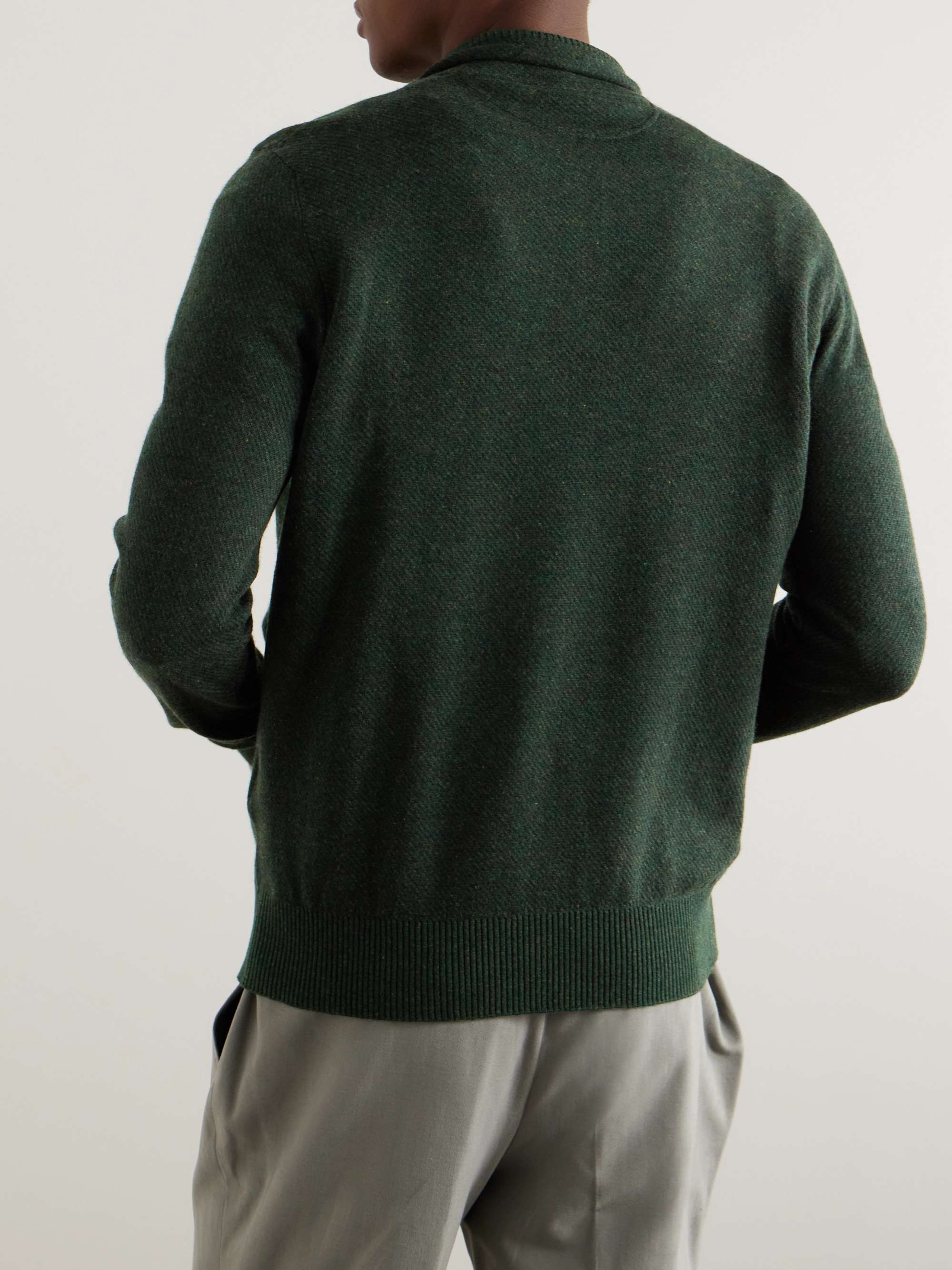 LORO PIANA Roadster Striped Cashmere Half-Zip Sweater