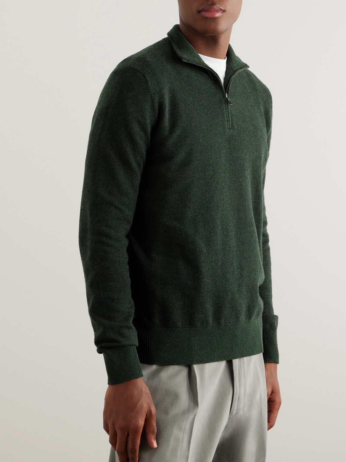 Shop Loro Piana Roadster Cashmere Zip-up Cardigan In Green