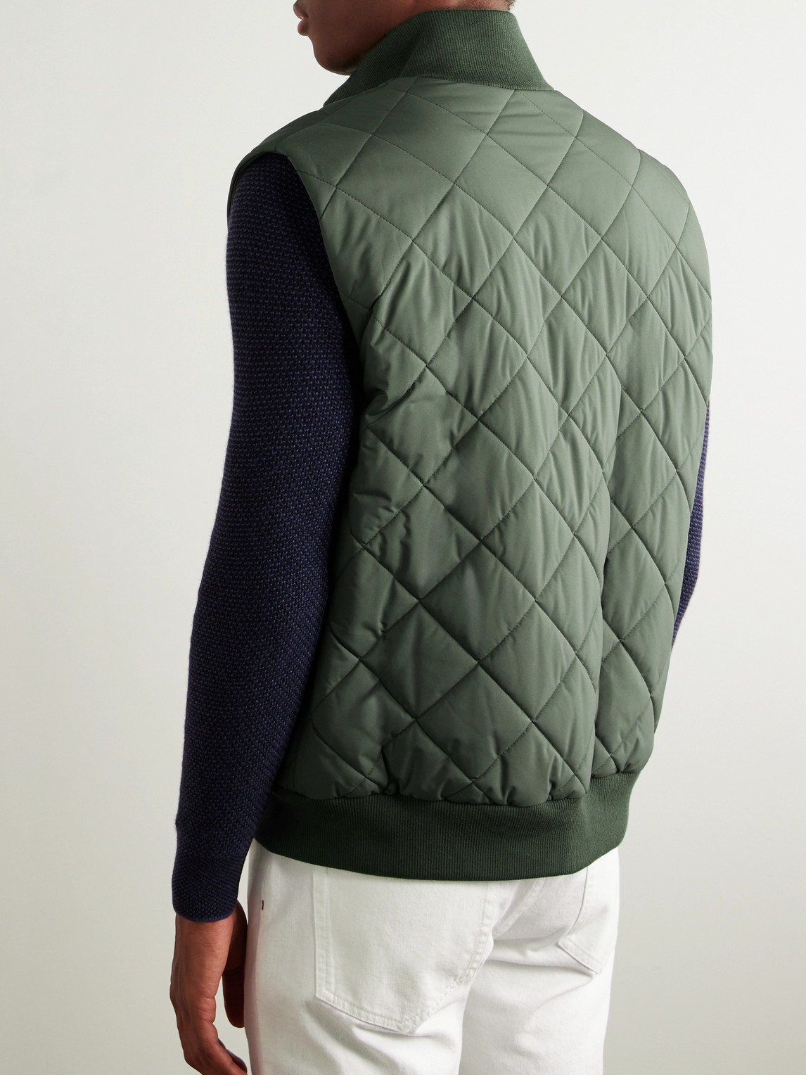 Loro Piana Ampay Quilted Windwish™ Gilet In Green