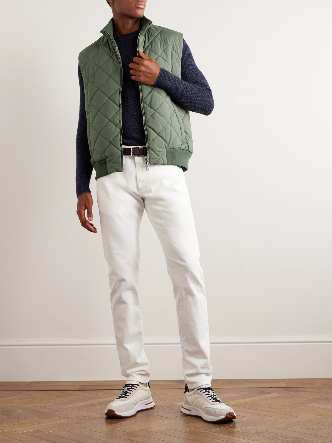 Shop Loro Piana Ampay Quilted Windwish™ Gilet In Green