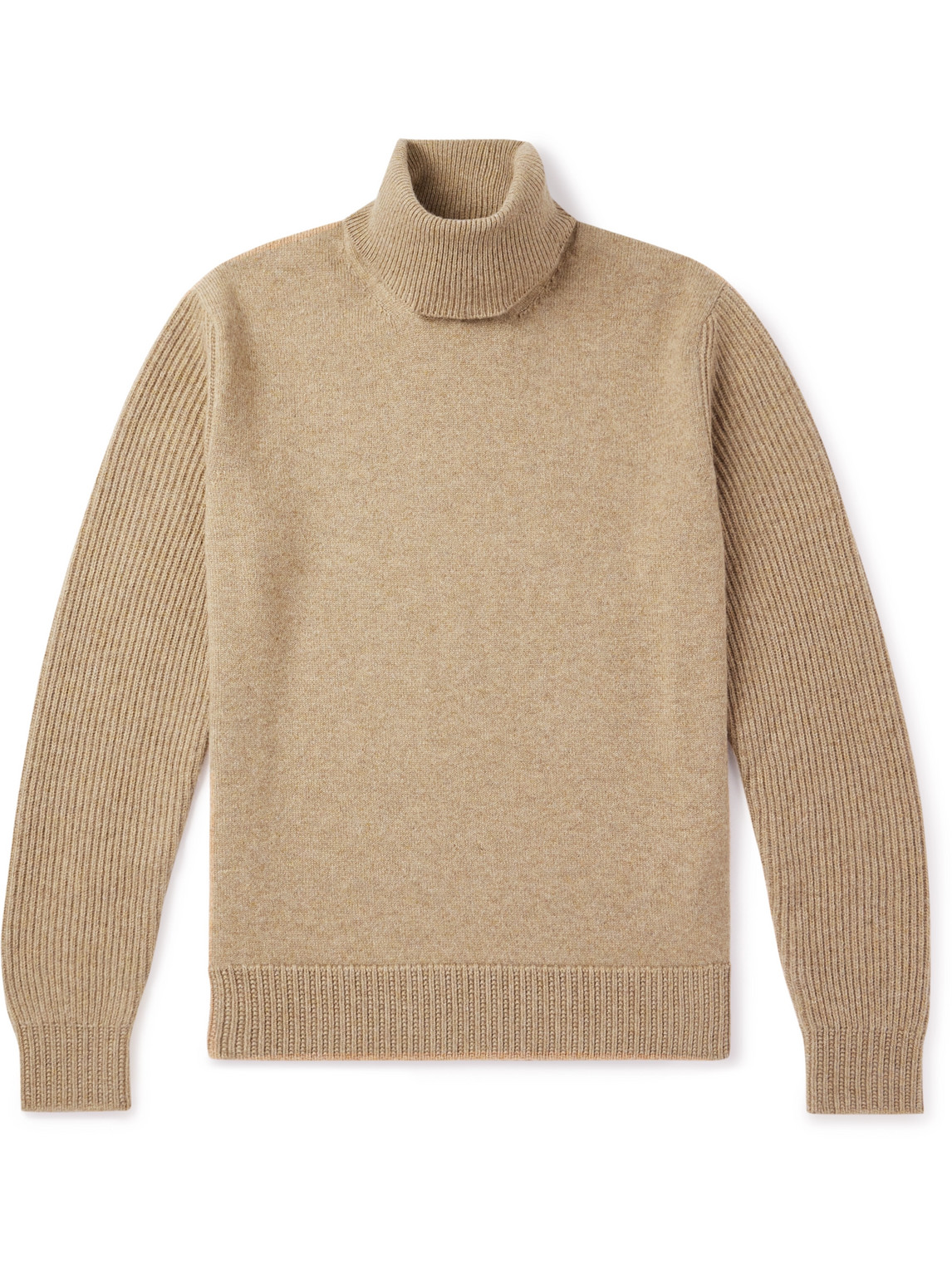 Loro Piana Ribbed Cashmere Rollneck Sweater In Brown