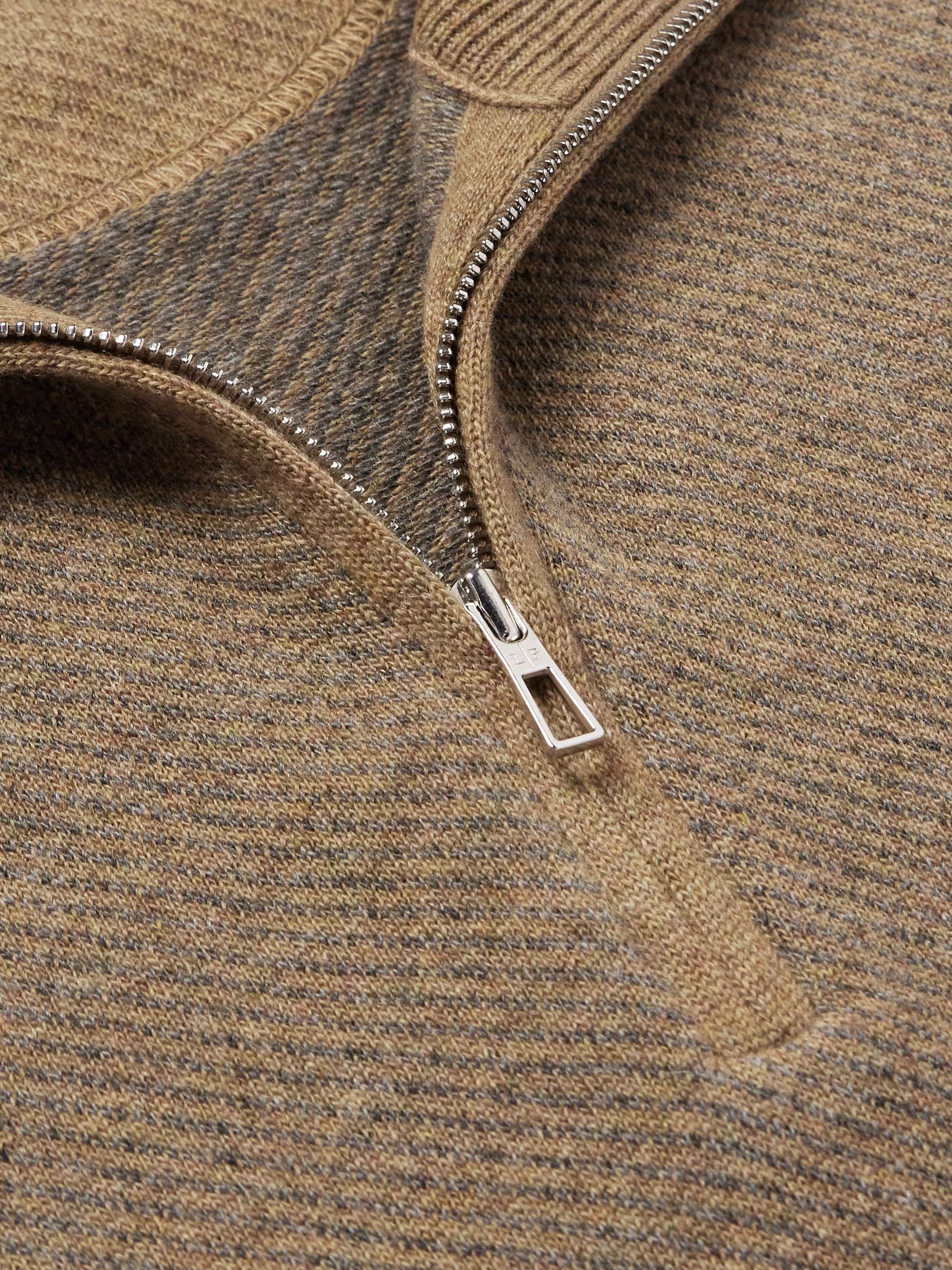 LORO PIANA 로드스터 스트라이프 캐시미어 하프집업 스웨터