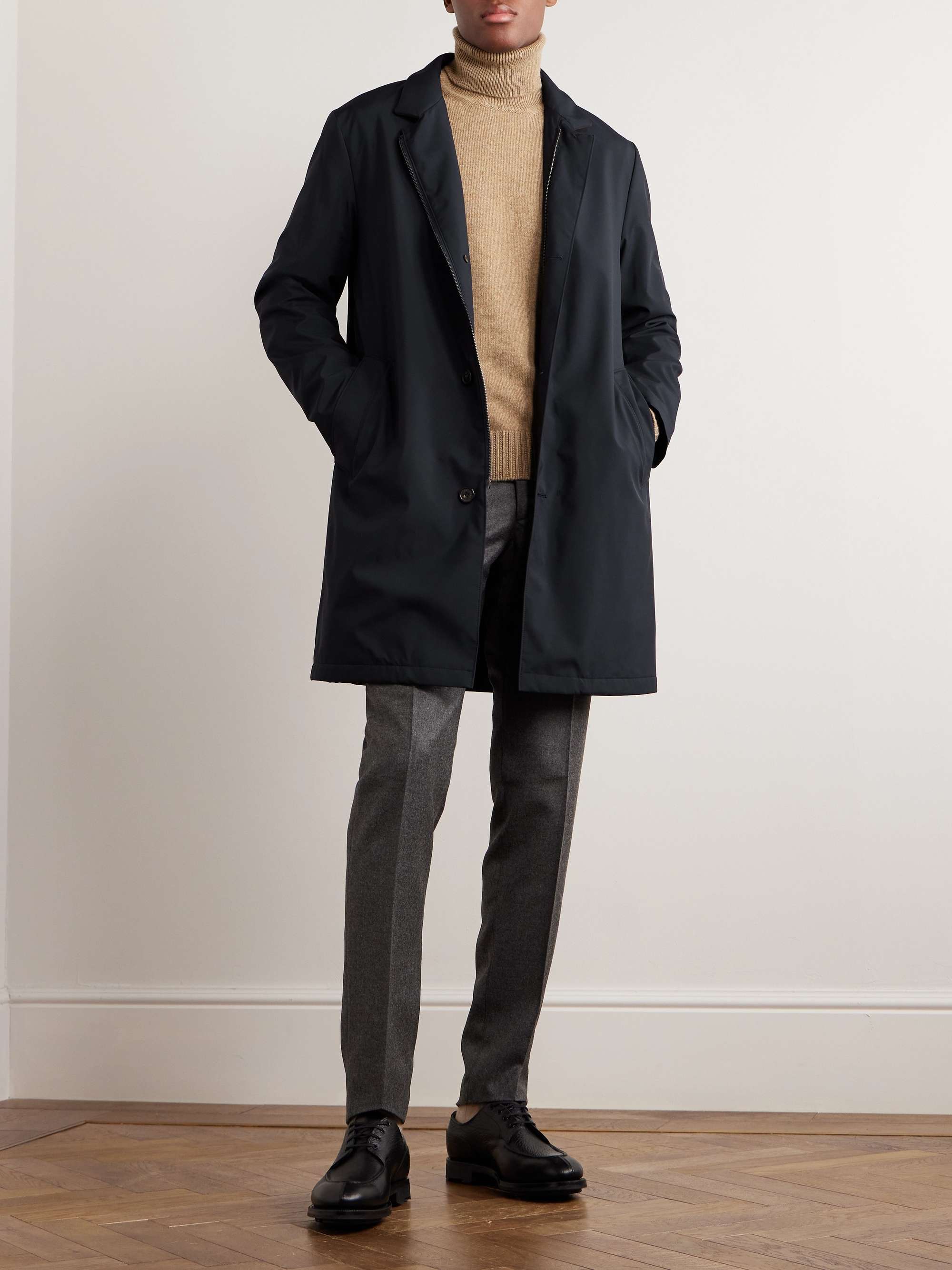 LORO PIANA Sebring Windmate Suede-Trimmed Storm System Shell Car Coat