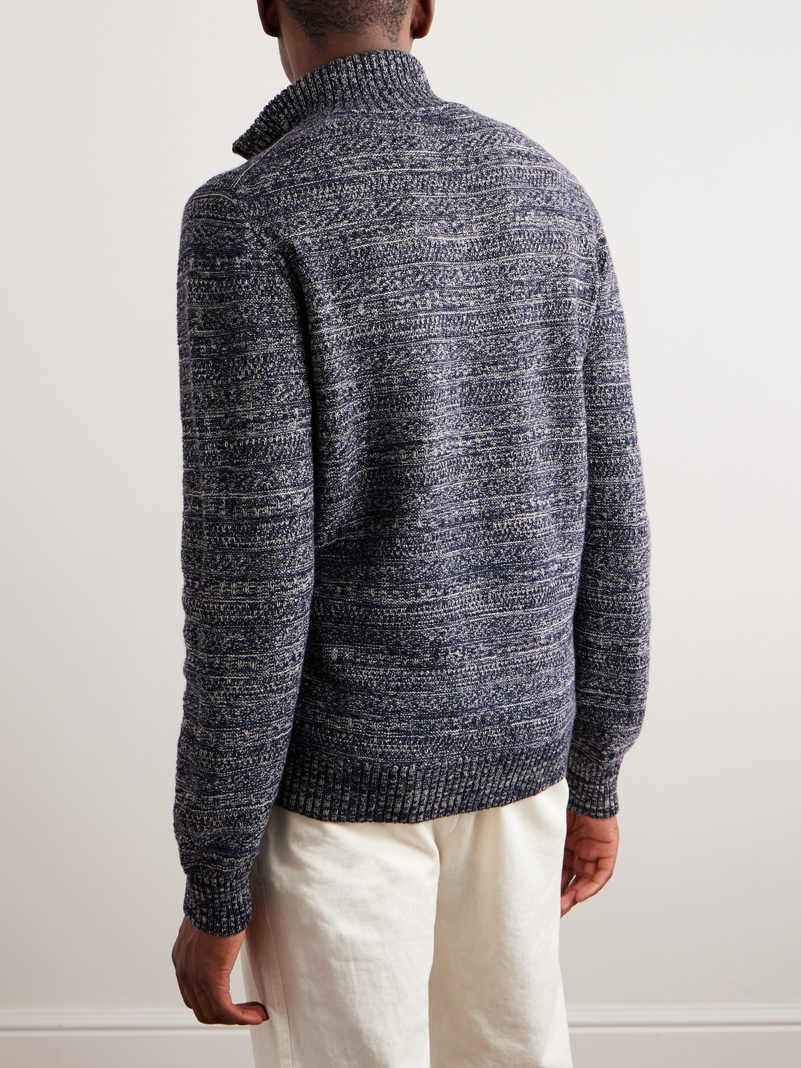 Shop Loro Piana Fancy Cashmere Half-zip Sweater In Blue