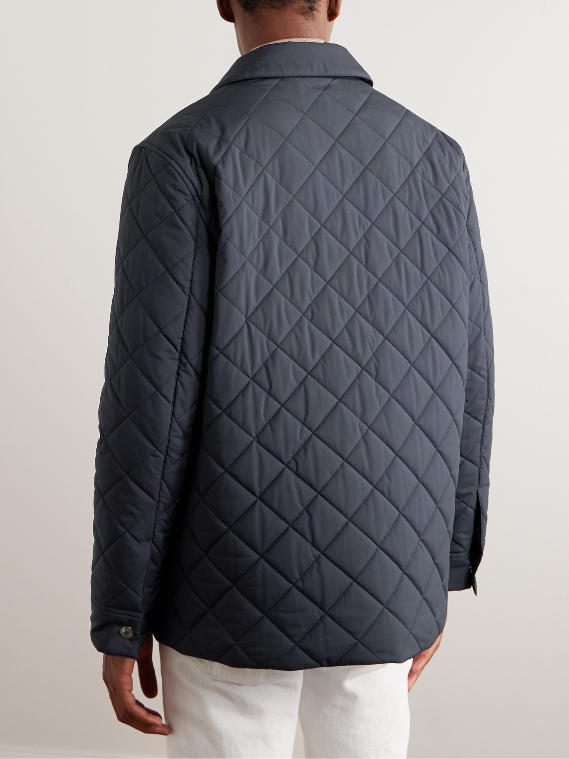 Shop Loro Piana Ampay Quilted Shell Shirt Jacket In Blue