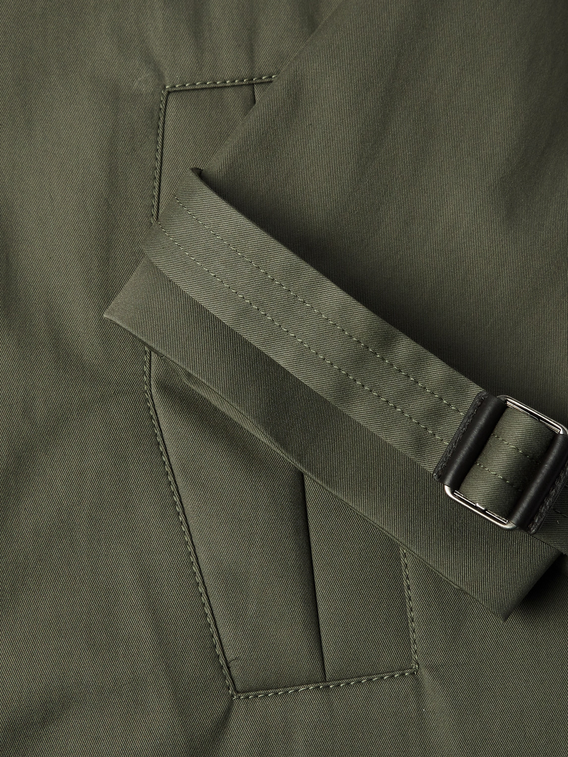 Shop Loro Piana Nevado Belted Cotton-twill Coat In Green